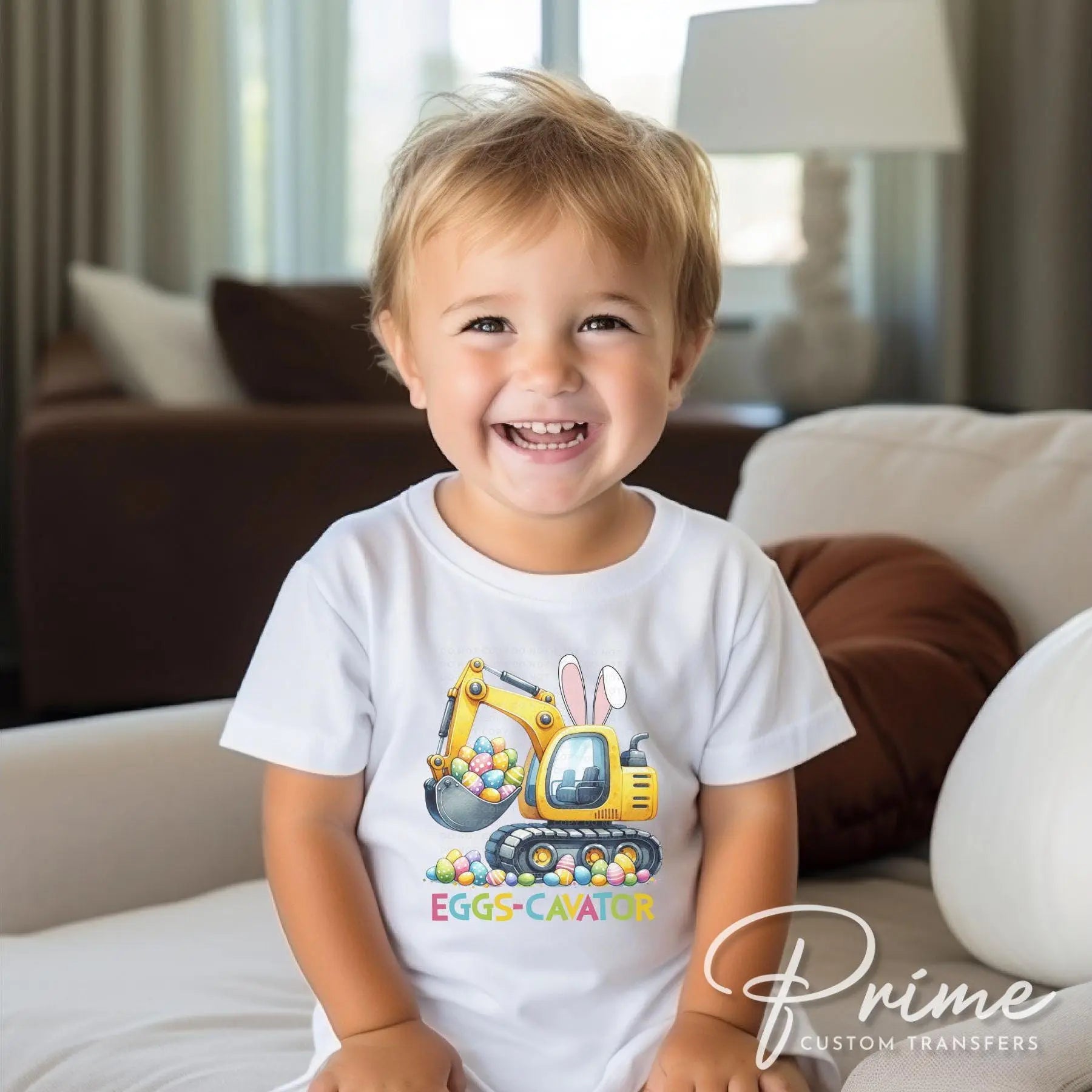 Easter DTF Transfer, Ready to Press, T-shirt Transfer, Heat Transfer, Direct to Film, Funny Easter Bunny Kids Shirt, Boy, Girl, Eggs-cavator