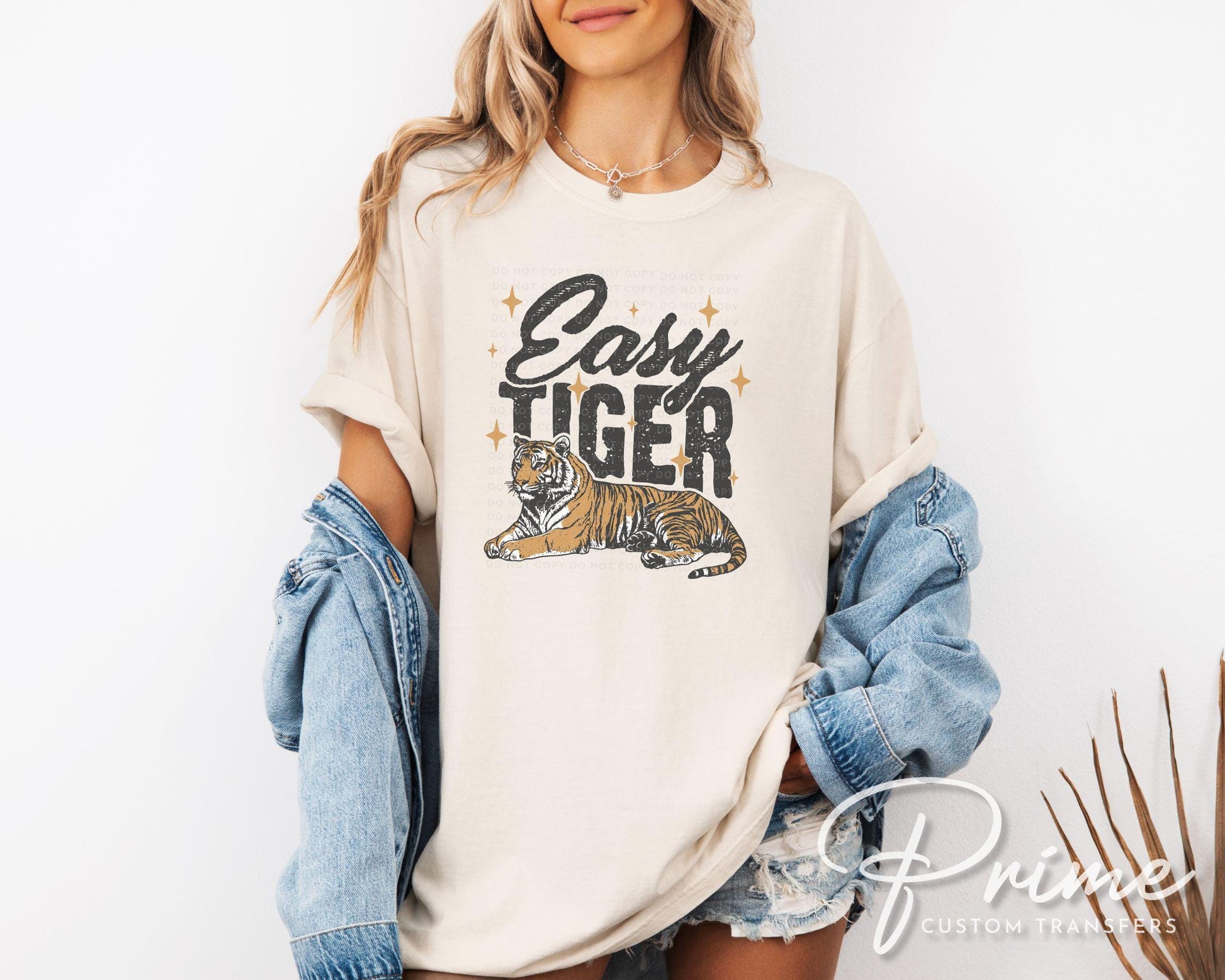 Easy Tiger DTF Transfer, Ready to Press, T-shirt Transfer, Heat Transfer, Direct to Film, Retro Style, Trendy Funny Quote with Tiger Graphic