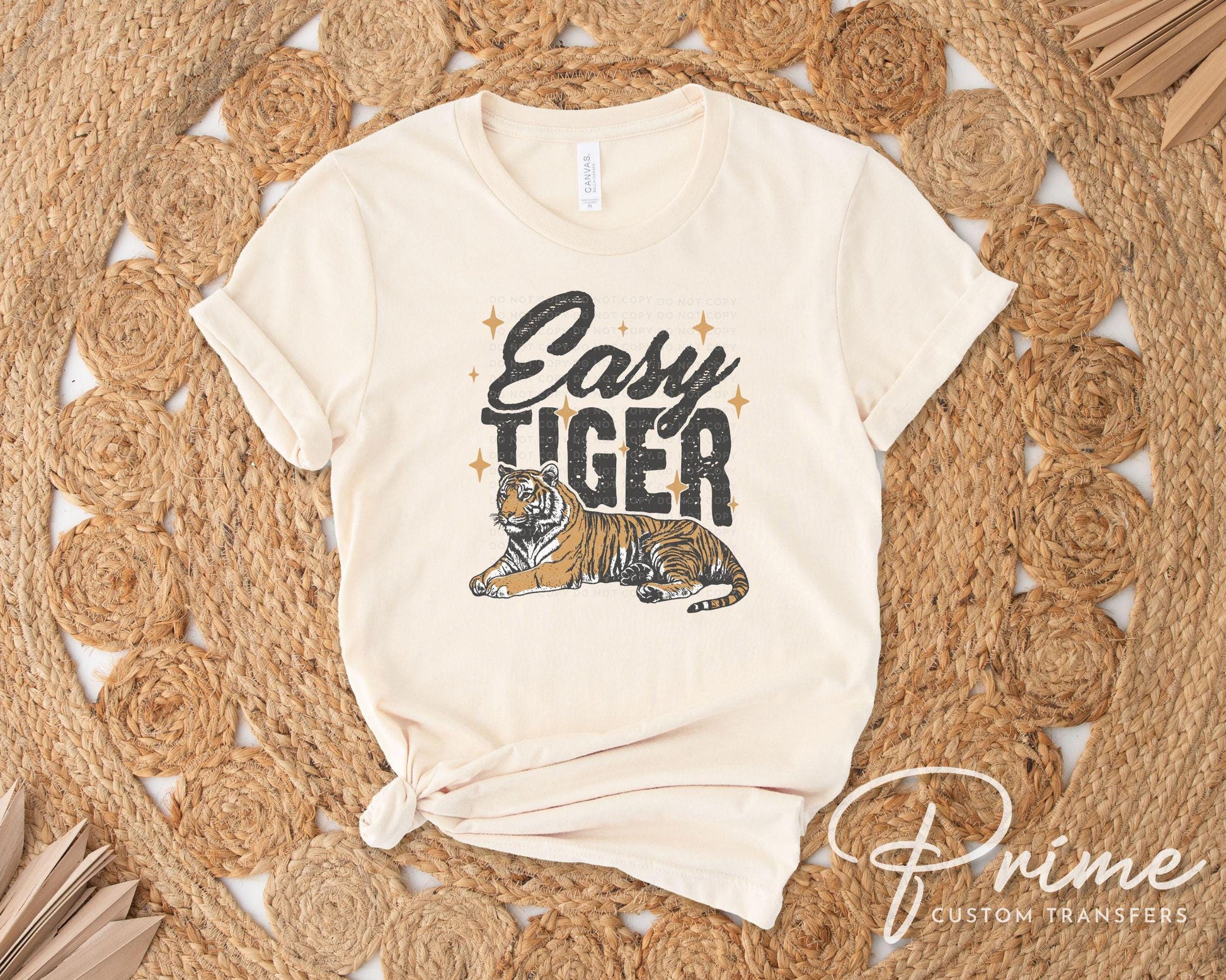 Easy Tiger DTF Transfer, Ready to Press, T-shirt Transfer, Heat Transfer, Direct to Film, Retro Style, Trendy Funny Quote with Tiger Graphic