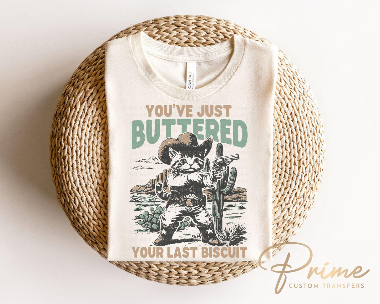 Western DTF Transfer, Ready to Press, T-shirt Transfers Heat Transfer, Direct to Film, Retro Style, Country, Cowboy, Funny Western Cat