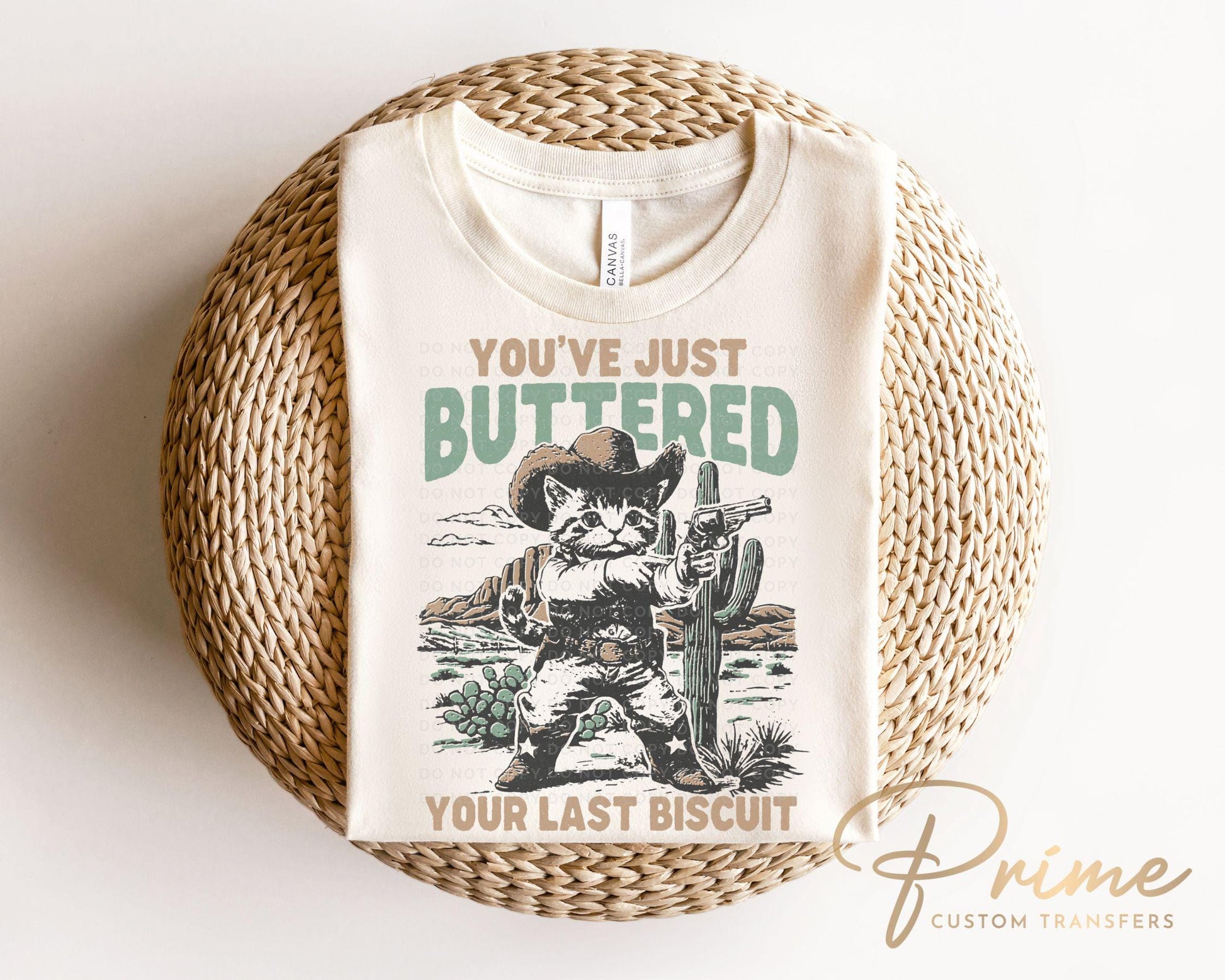 Western DTF Transfer, Ready to Press, T-shirt Transfers Heat Transfer, Direct to Film, Retro Style, Country, Cowboy, Funny Western Cat