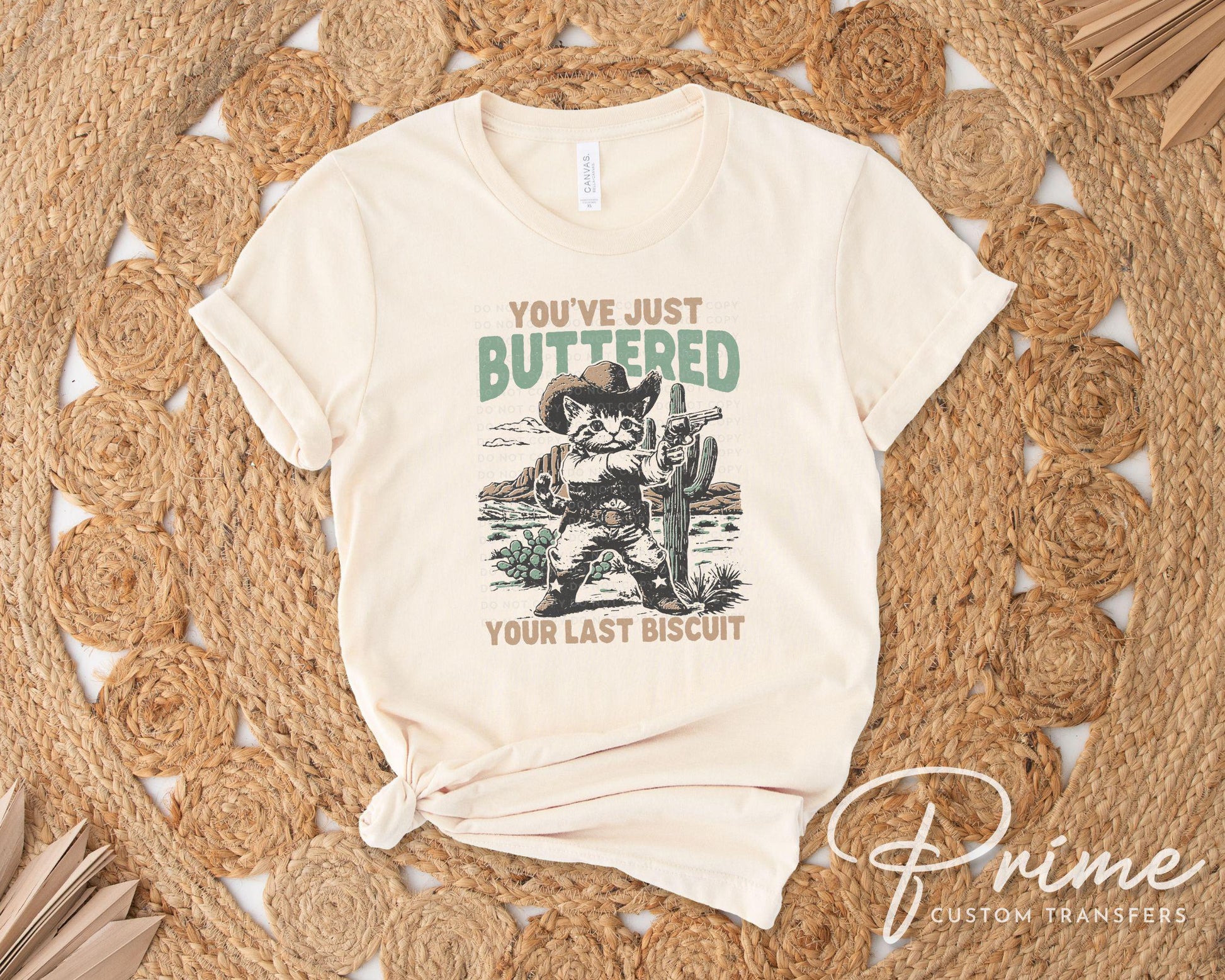 Western DTF Transfer, Ready to Press, T-shirt Transfers Heat Transfer, Direct to Film, Retro Style, Country, Cowboy, Funny Western Cat