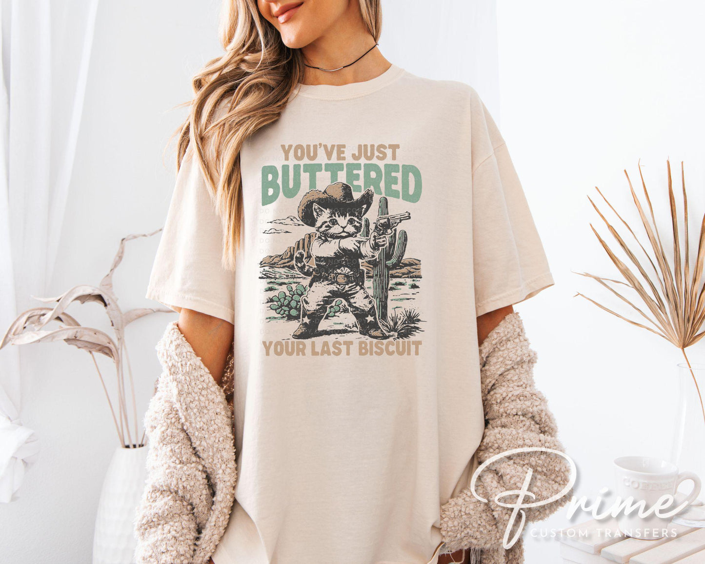 Western DTF Transfer, Ready to Press, T-shirt Transfers Heat Transfer, Direct to Film, Retro Style, Country, Cowboy, Funny Western Cat