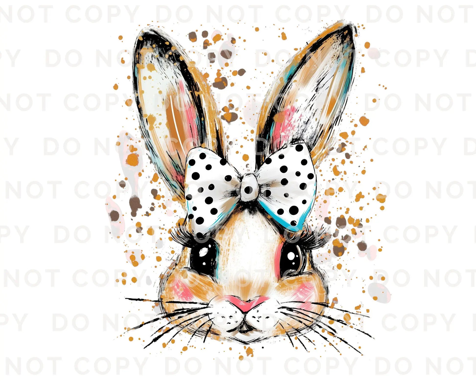 Easter DTF Transfer, Ready to Press, T-shirt Transfer, Heat Transfer, Direct to Film, Spring, Religious, Coquette Polka Dot Bow Easter Bunny