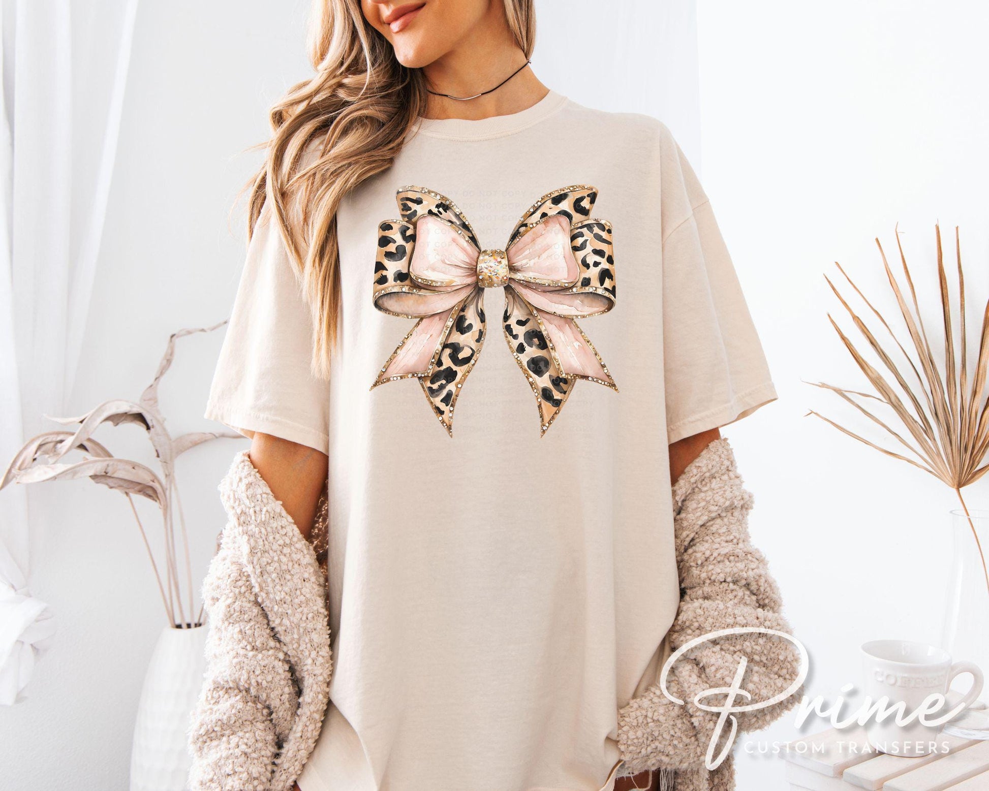 Leopard Coquette Bow DTF Transfers, Ready to Press, T-shirt Transfer, Heat Transfer, Direct to Film, Girly, Faux Glitter Animal Print Bow