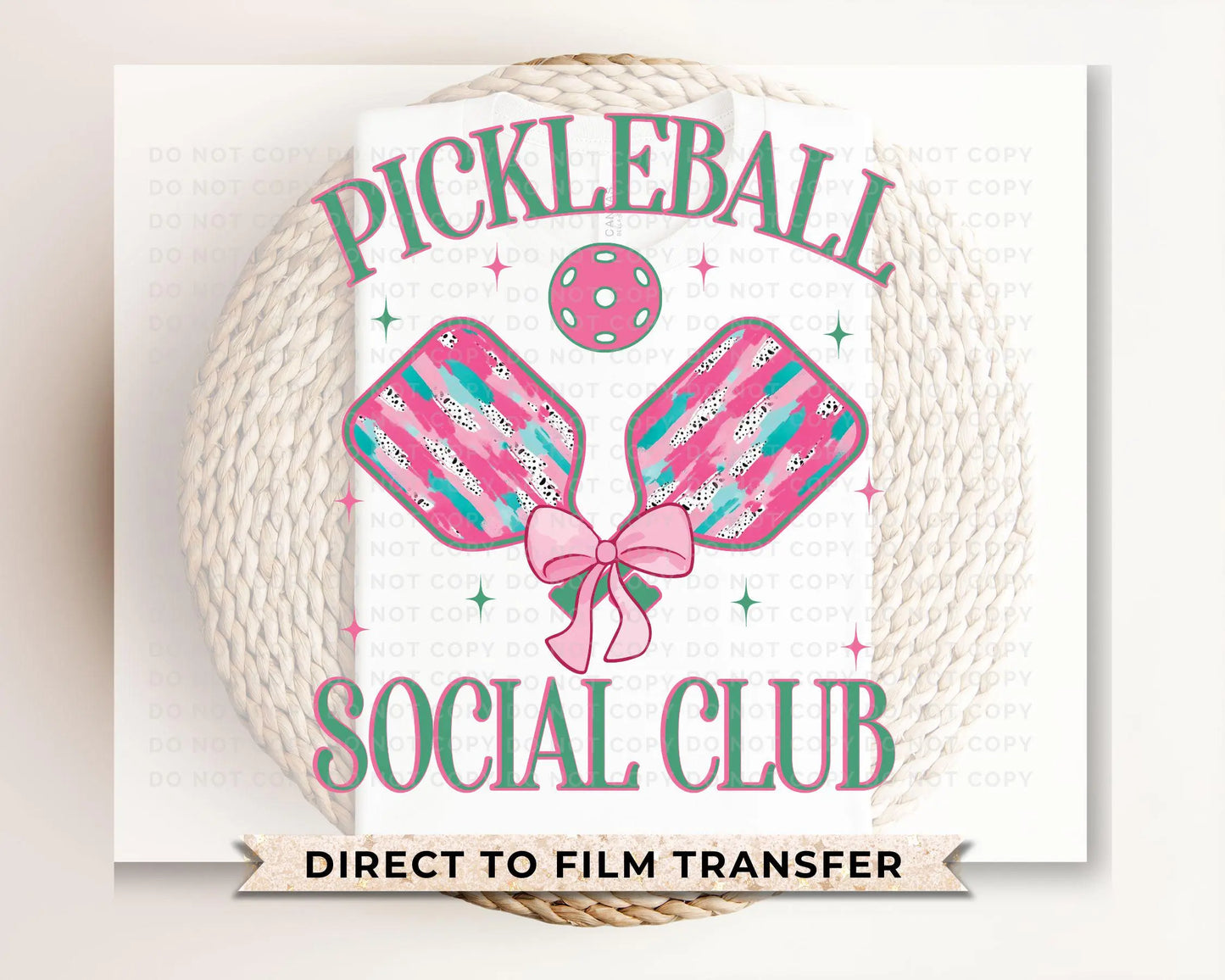 Pickleball DTF Transfer, Ready to Press, T-shirt Transfer, Heat Transfer, Direct to Film, Preppy, Brushstroke Pickleball Social Club