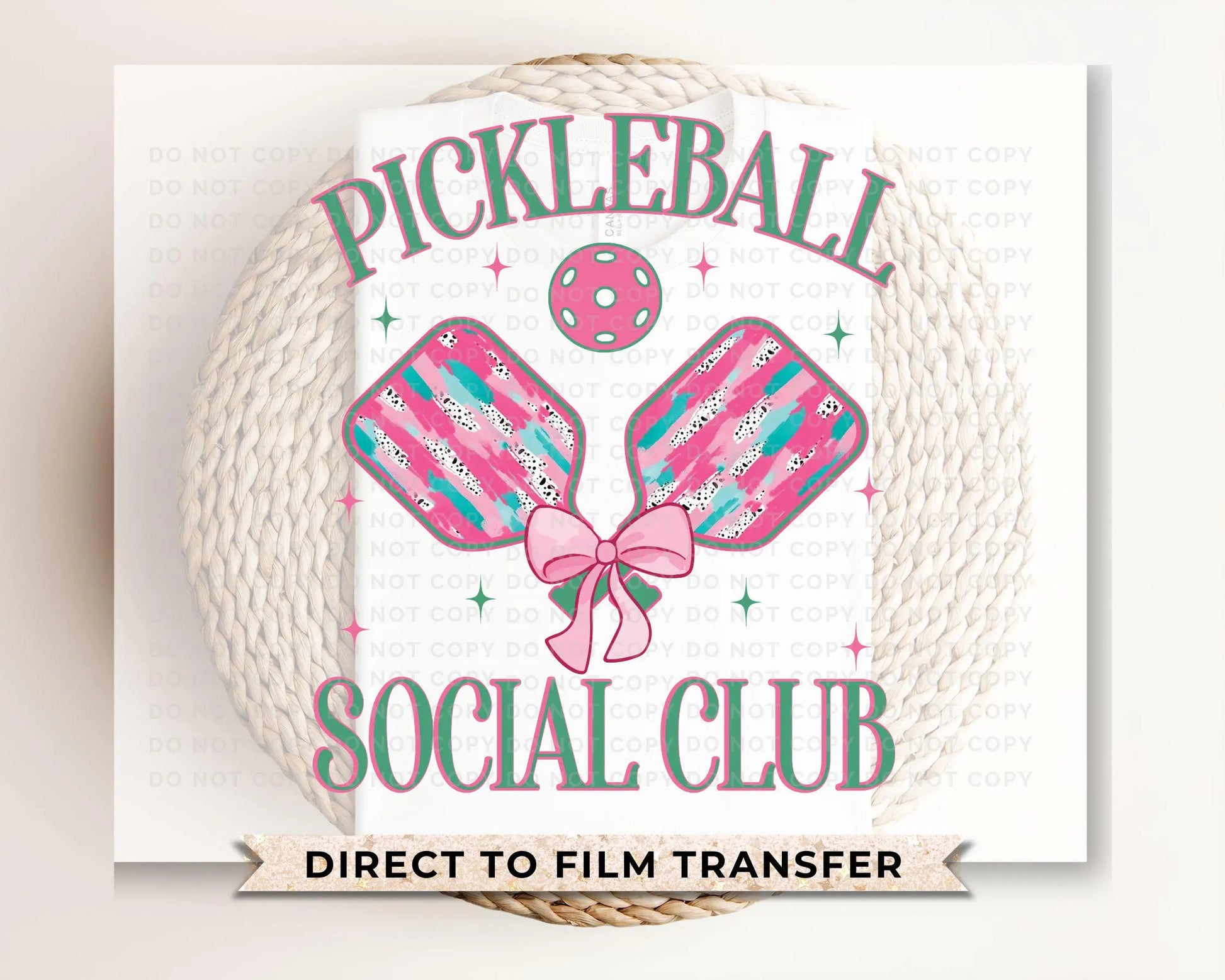 Pickleball DTF Transfer, Ready to Press, T-shirt Transfer, Heat Transfer, Direct to Film, Preppy, Brushstroke Pickleball Social Club