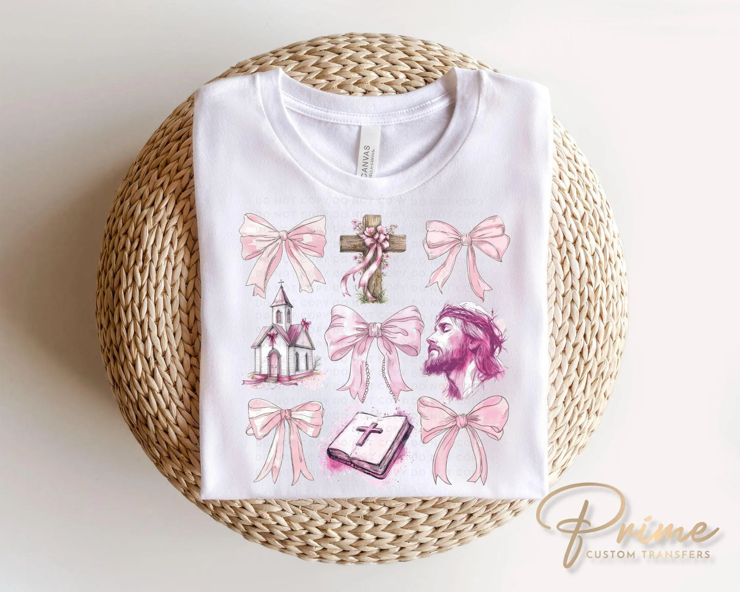 Easter DTF Transfer, Ready to Press, T-shirt Transfer, Heat Transfer, Direct to Film, Bible, Christian, Coquette Bow, Church, Collage, Jesus