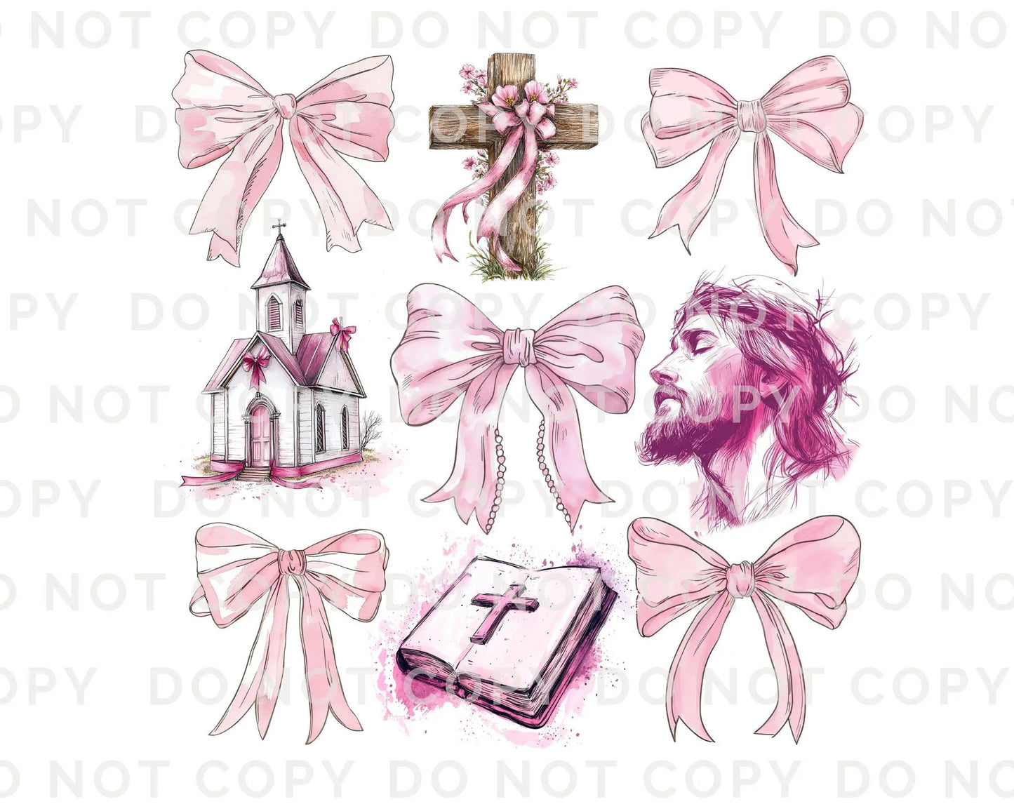 Easter DTF Transfer, Ready to Press, T-shirt Transfer, Heat Transfer, Direct to Film, Bible, Christian, Coquette Bow, Church, Collage, Jesus