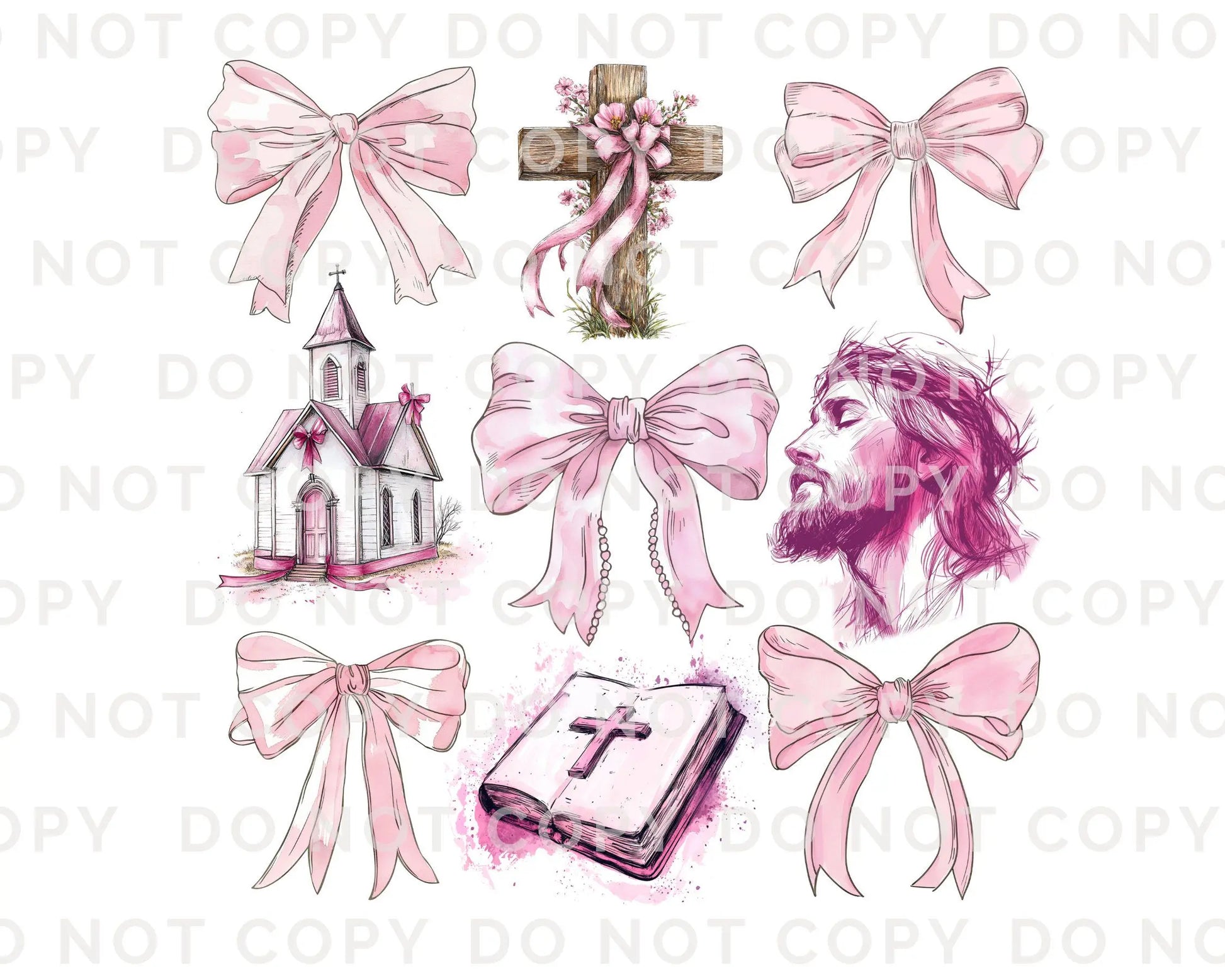 Easter DTF Transfer, Ready to Press, T-shirt Transfer, Heat Transfer, Direct to Film, Bible, Christian, Coquette Bow, Church, Collage, Jesus