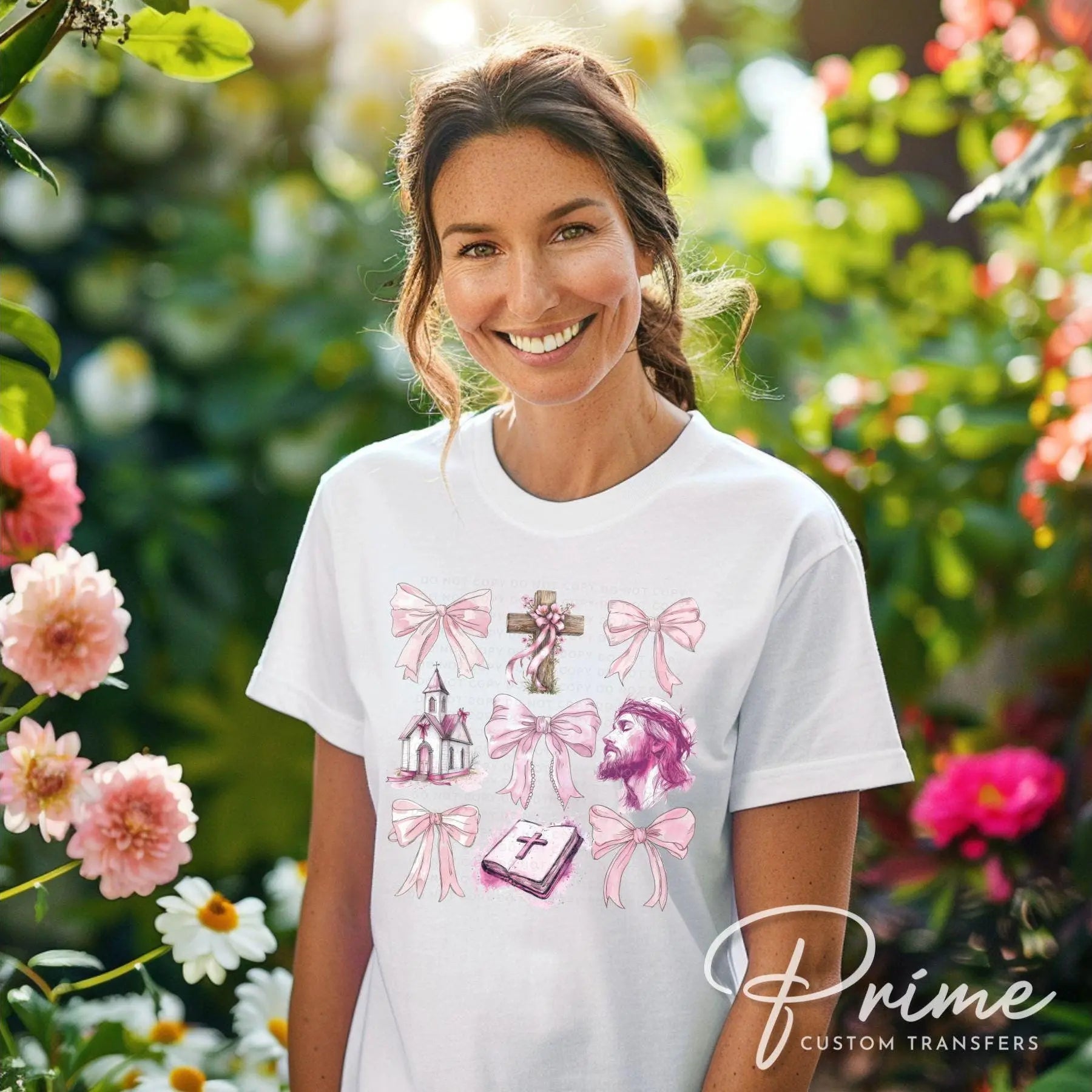 Easter DTF Transfer, Ready to Press, T-shirt Transfer, Heat Transfer, Direct to Film, Bible, Christian, Coquette Bow, Church, Collage, Jesus
