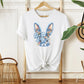 Easter DTF Transfer, Ready to Press, T-shirt Transfer, Heat Transfer, Direct to Film, Rabbit, Girly, Bow Easter, Coquette Blue Floral Bunny