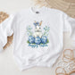 Easter DTF Transfer, Ready to Press, T-shirt Transfer, Heat Transfer, Direct to Film, Rabbit, Girly, Bow Easter, Coquette Blue Floral Bunny