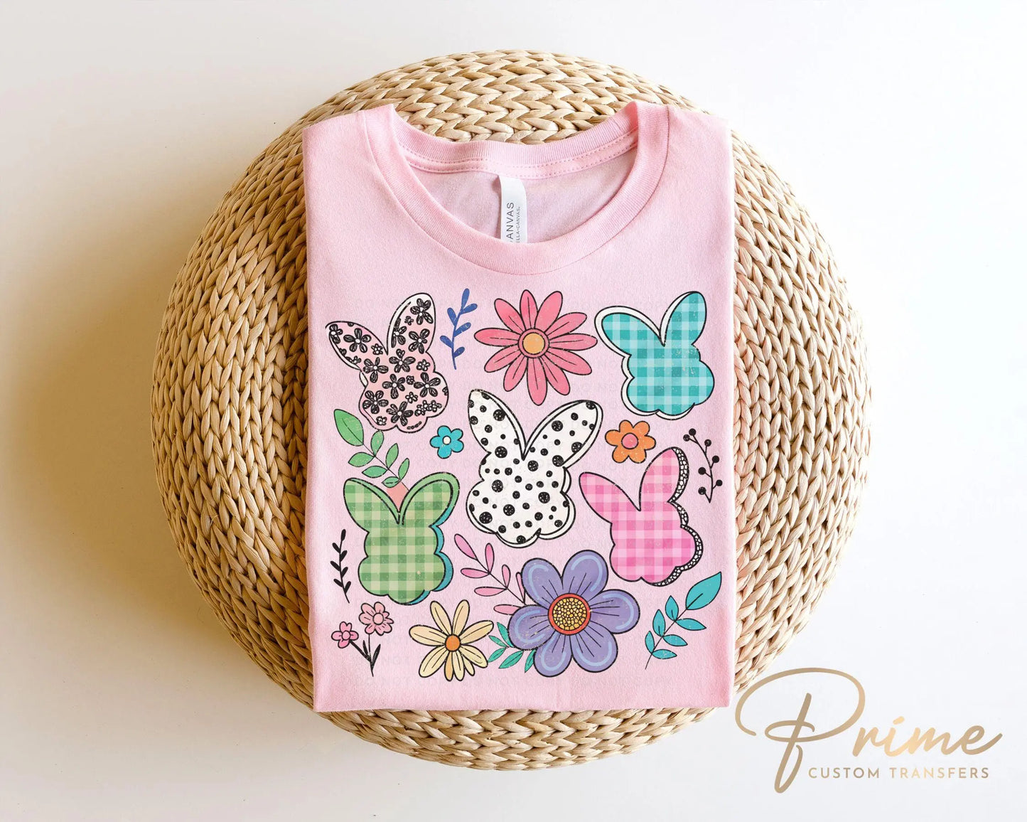 Easter DTF Transfer, Ready to Press, T-shirt Transfer, Heat Transfer, Direct to Film, Floral, Spring, Rabbit, Boho, Coquette Floral Bunnies
