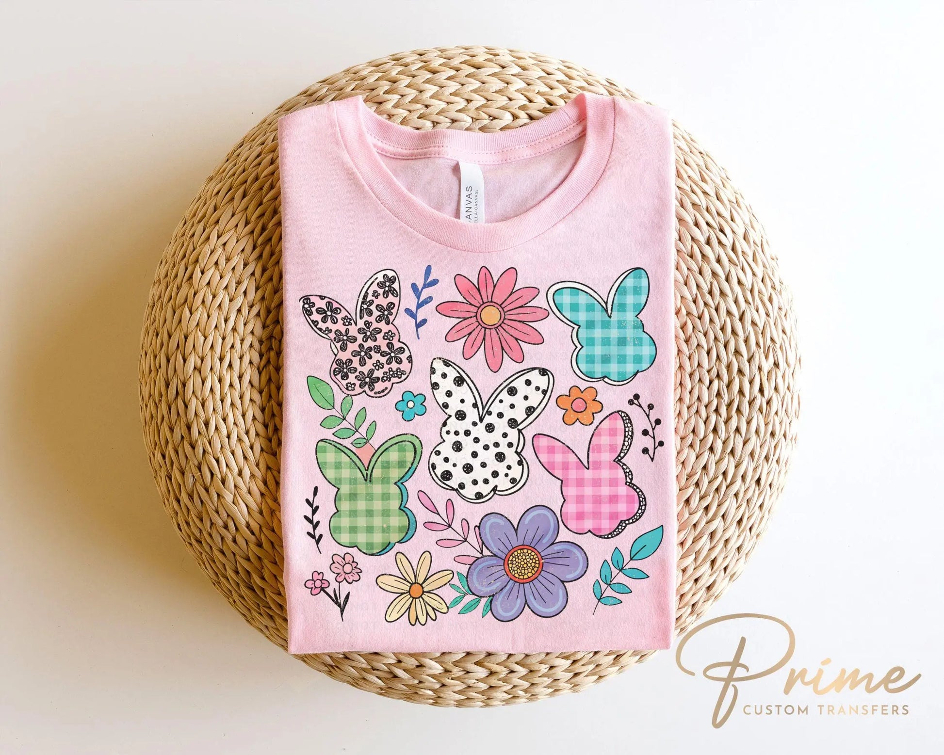 Easter DTF Transfer, Ready to Press, T-shirt Transfer, Heat Transfer, Direct to Film, Floral, Spring, Rabbit, Boho, Coquette Floral Bunnies