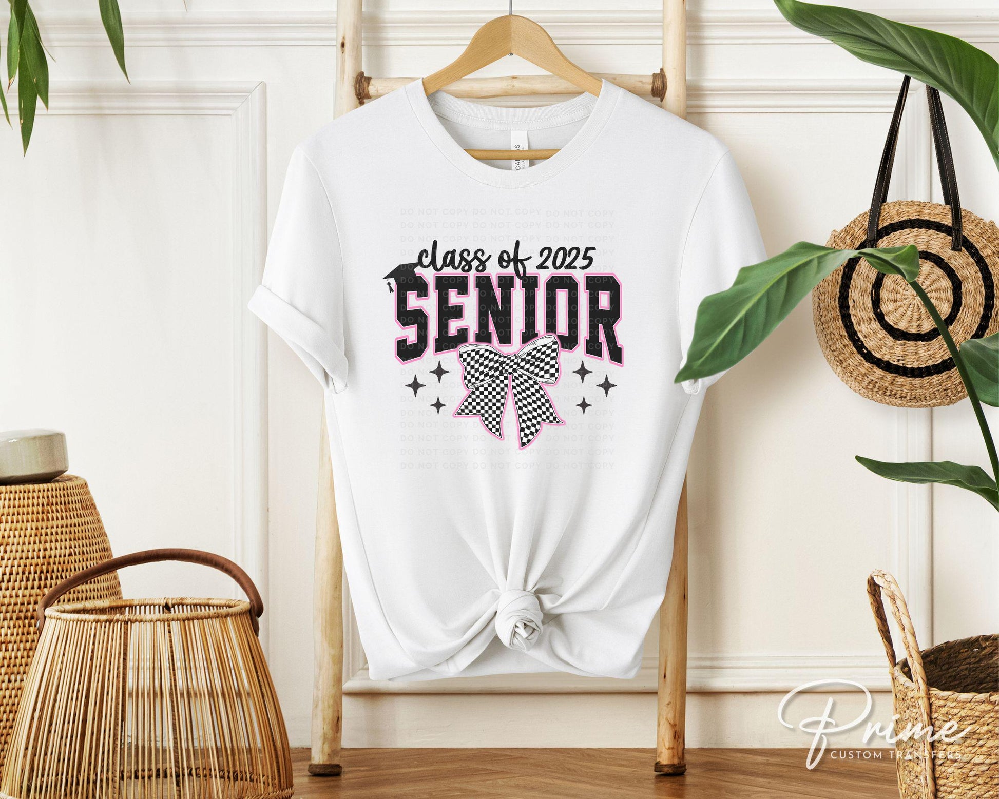 School DTF Transfer, Ready to Press, T-shirt Transfer, Direct to Film, Pink Bow, Graduation, Coquette Bow, High School Senior Class of 2025