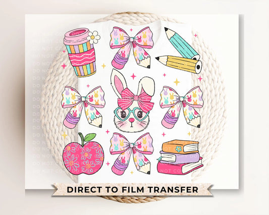 Easter DTF Transfer, Ready to Press, T-shirt Transfer, Heat Transfer, Direct to Film, Preschool, Teacher Gift, Bow, Coquette Easter School