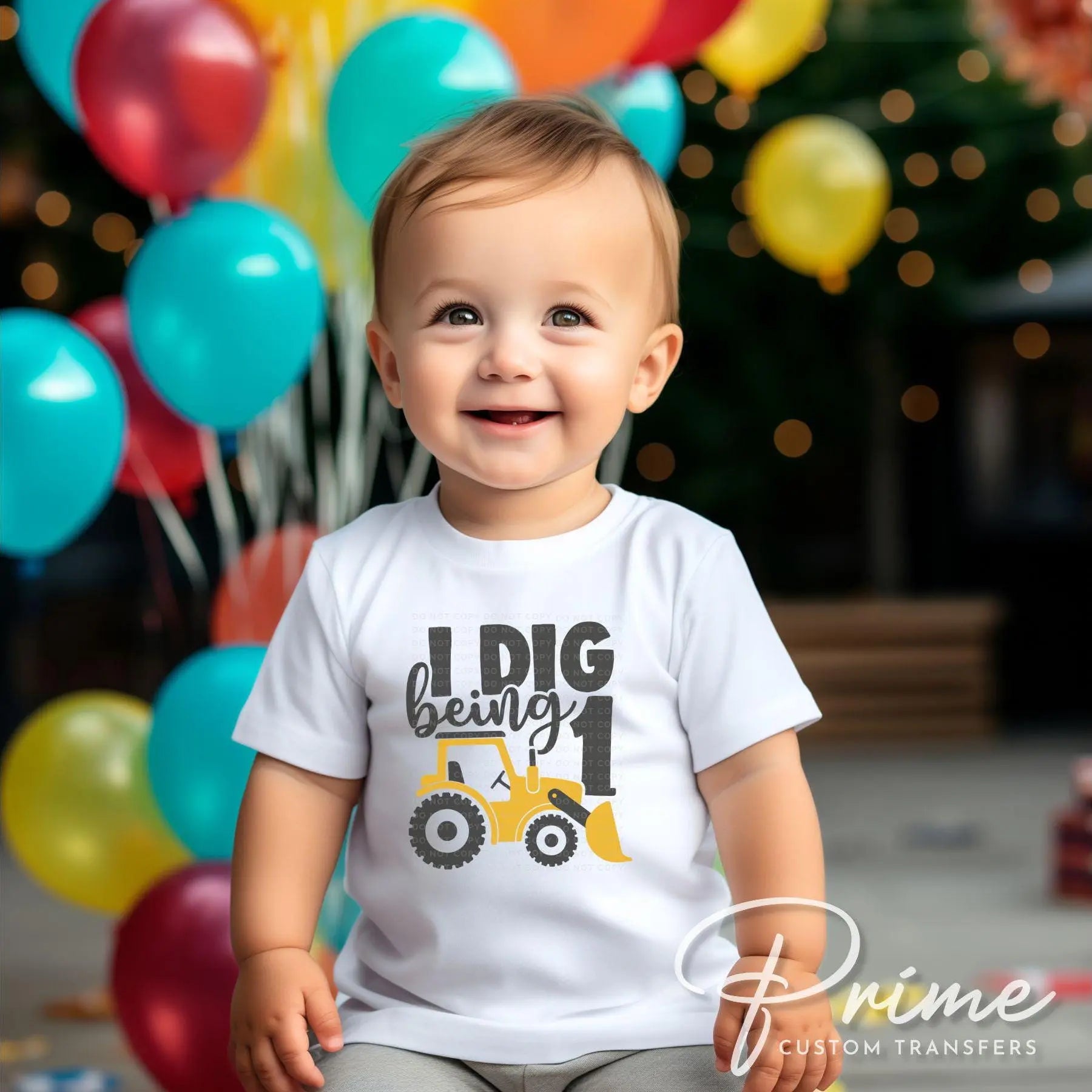 Birthday Boy DTF Transfers, Ready to Press, T-shirt Transfers, Heat Transfer, Direct to Film, First Birthday Party, Tractor, I Dig Being 1
