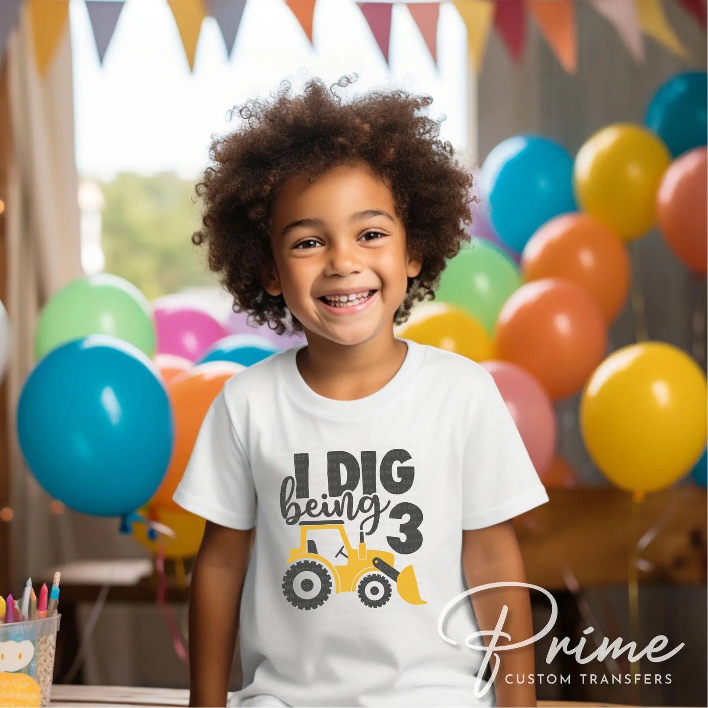 Birthday Boy DTF Transfers, Ready to Press, T-shirt Transfers, Heat Transfer, Direct to Film, Third Birthday Party, Tractor, I Dig Being 3