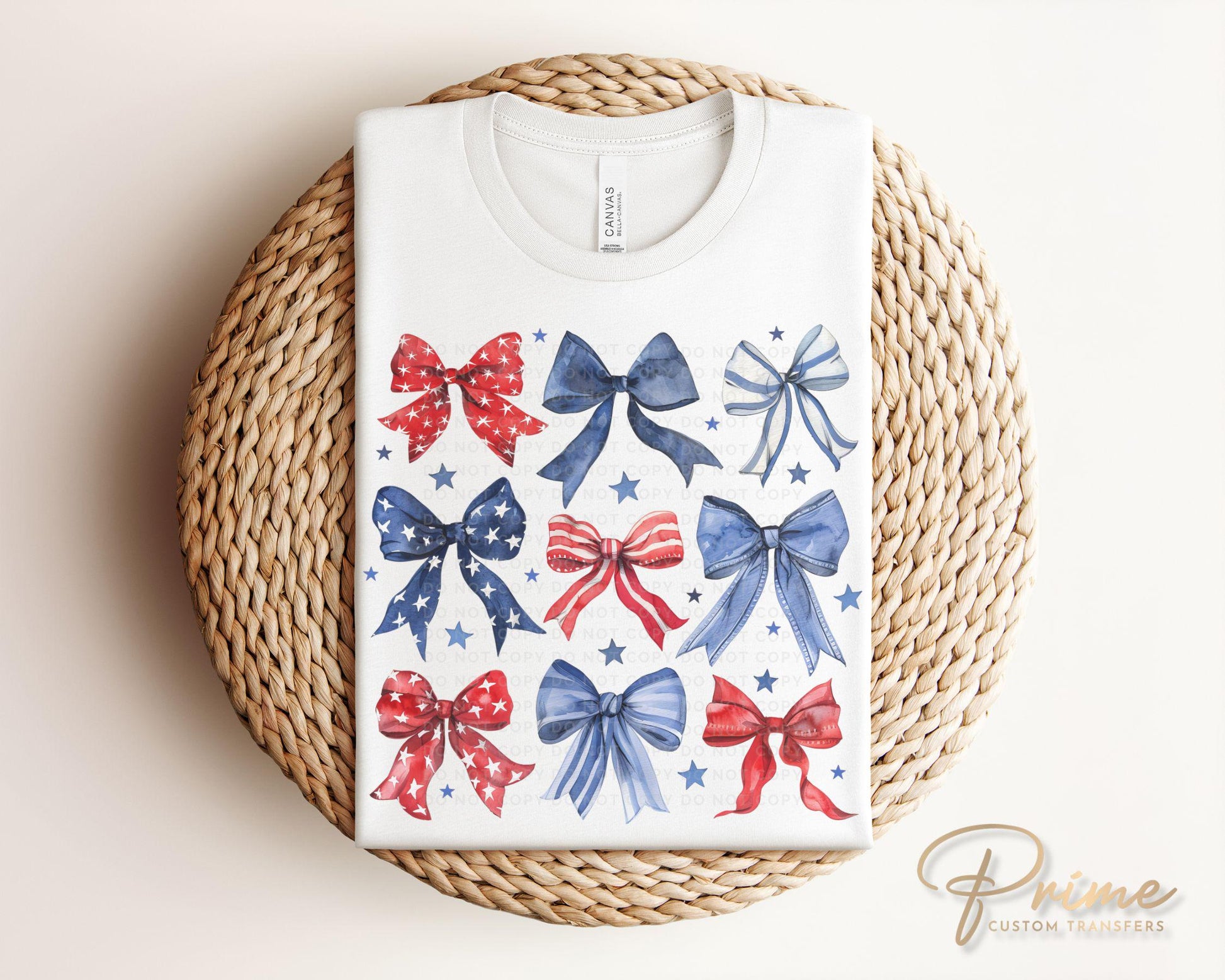 4th of July DTF Transfers, Ready to Press, T-shirt Transfers, Heat Transfer, Direct to Film, USA, Holiday, Ribbon, Coquette, Red White, Blue