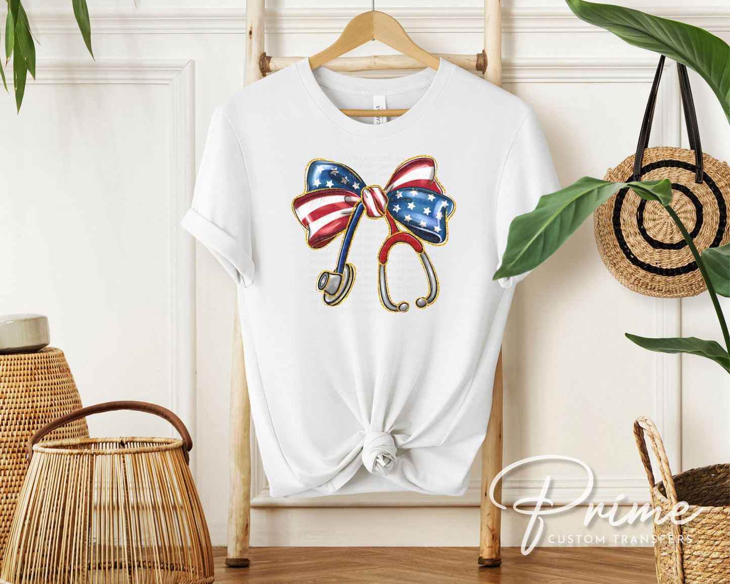 4th of July DTF Transfers, Ready to Press, T-shirt Transfers, Heat Transfer, Direct to Film, USA, Holiday, Ribbon, Coquette American Nurse