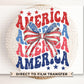 4th of July DTF Transfers, Ready to Press, T-shirt Transfers, Heat Transfer, Direct to Film, USA, Ribbon, Coquette, Red White, Blue Bow