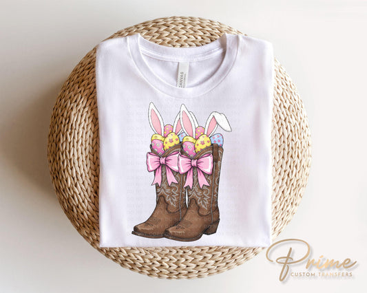 Easter DTF Transfer, Ready to Press, T-shirt Transfer, Heat Transfer, Direct to Film, Western, Coquette Bow, Cowgirl, Easter Cowboy Boots