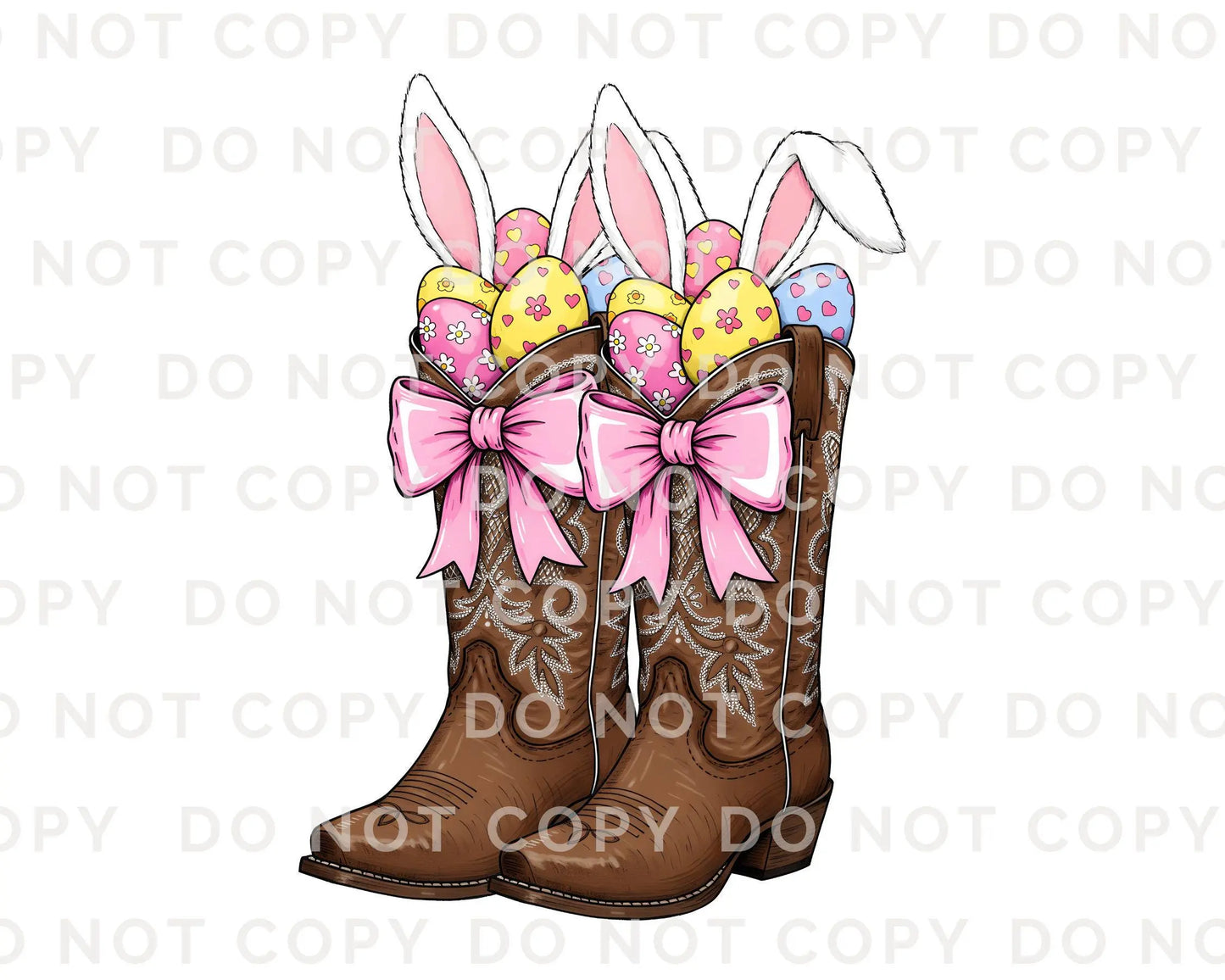 Easter DTF Transfer, Ready to Press, T-shirt Transfer, Heat Transfer, Direct to Film, Western, Coquette Bow, Cowgirl, Easter Cowboy Boots