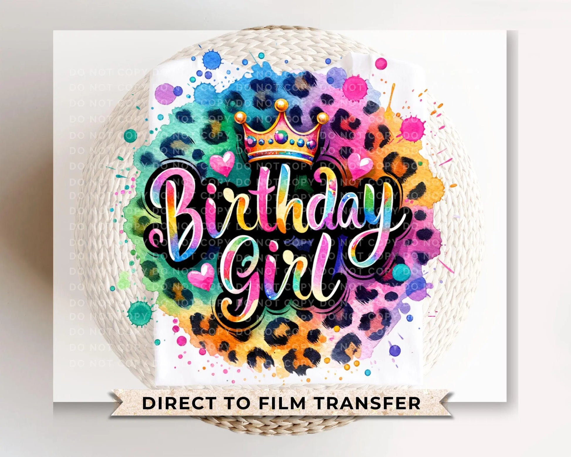 Birthday Girl DTF Transfers, Ready to Press, T-shirt Transfers, Heat Transfer, Direct to Film, Party Squad, Colorful Leopard Birthday