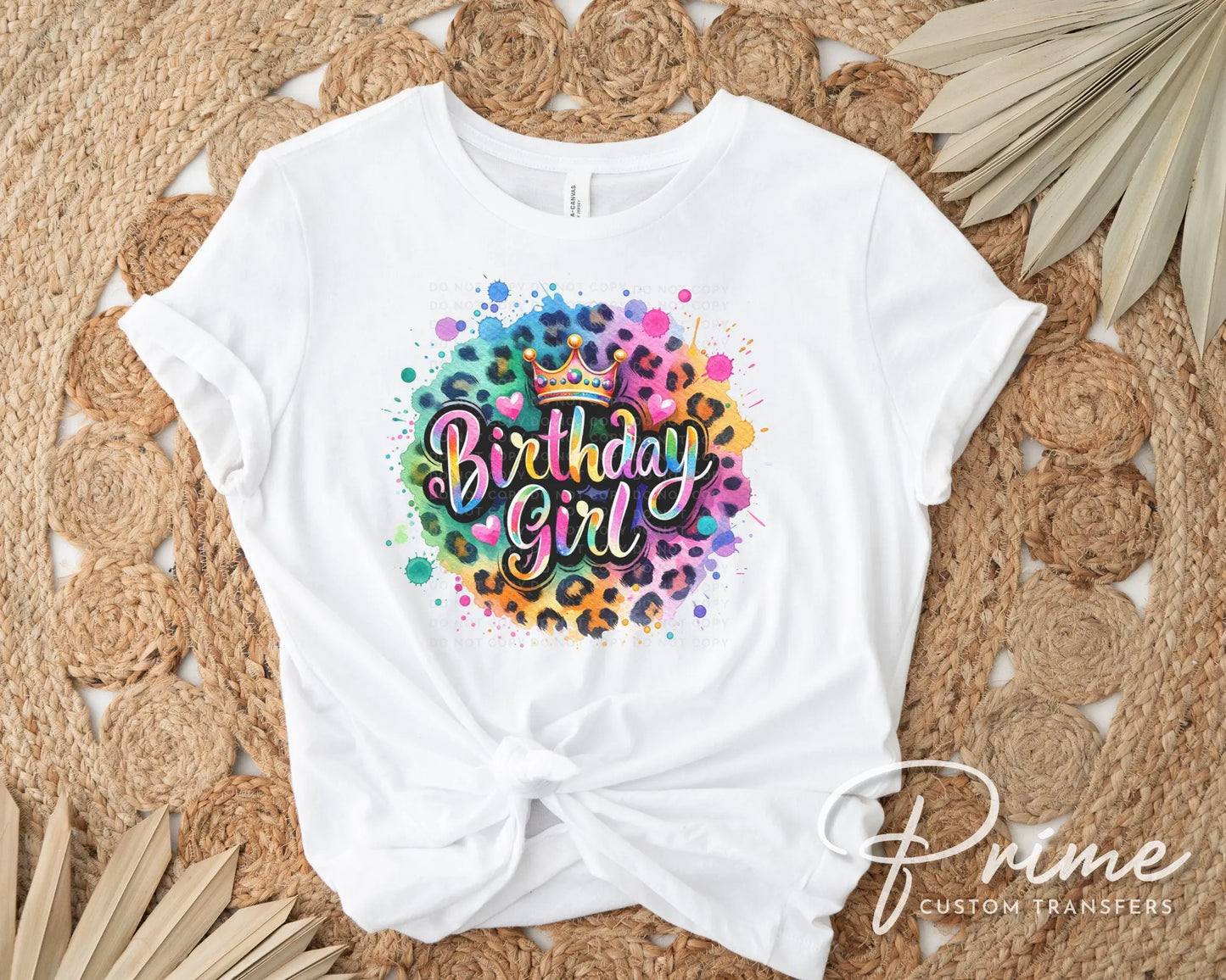 Birthday Girl DTF Transfers, Ready to Press, T-shirt Transfers, Heat Transfer, Direct to Film, Party Squad, Colorful Leopard Birthday