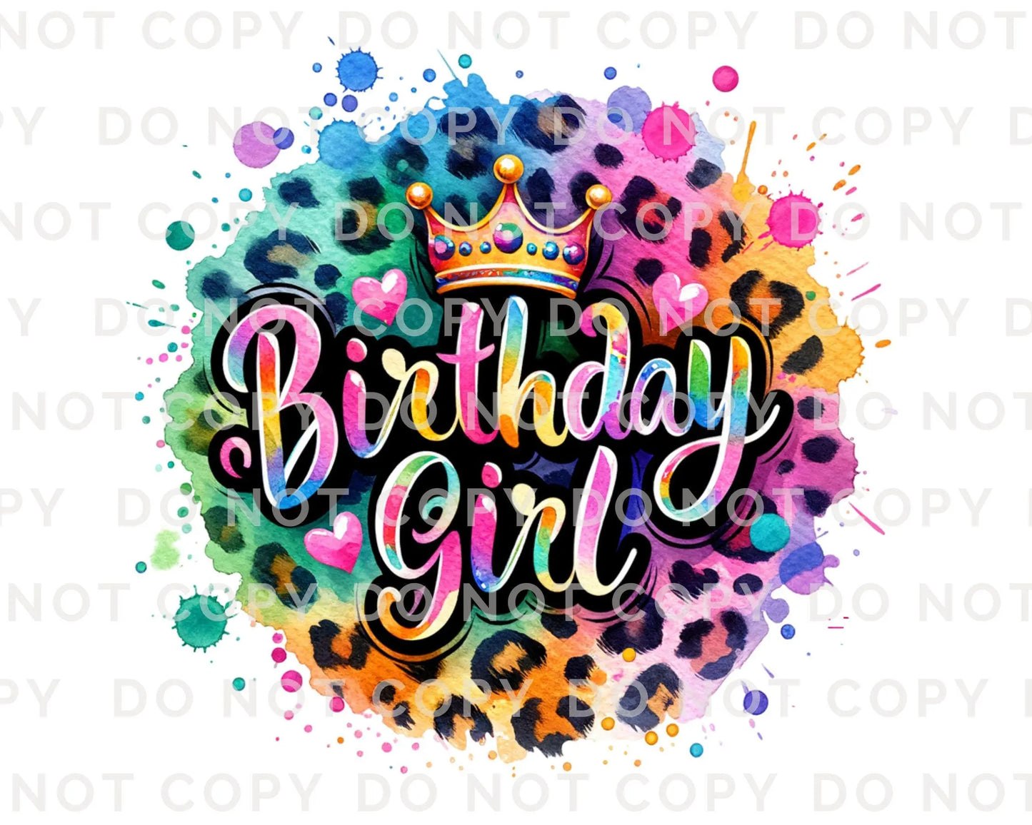 Birthday Girl DTF Transfers, Ready to Press, T-shirt Transfers, Heat Transfer, Direct to Film, Party Squad, Colorful Leopard Birthday