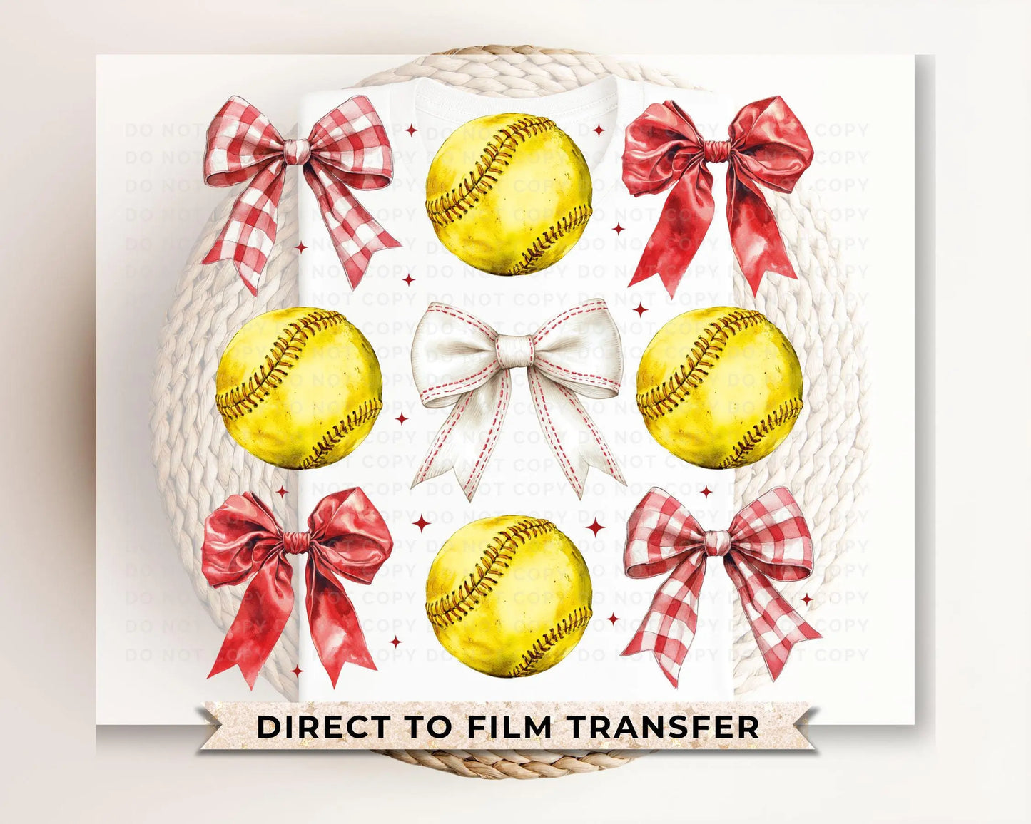 Softball DTF Transfers, Ready to Press, T-shirt Transfers, Heat Transfer, Direct to Film, Sports Mom, Softballs and Bows, Coquette, Trendy