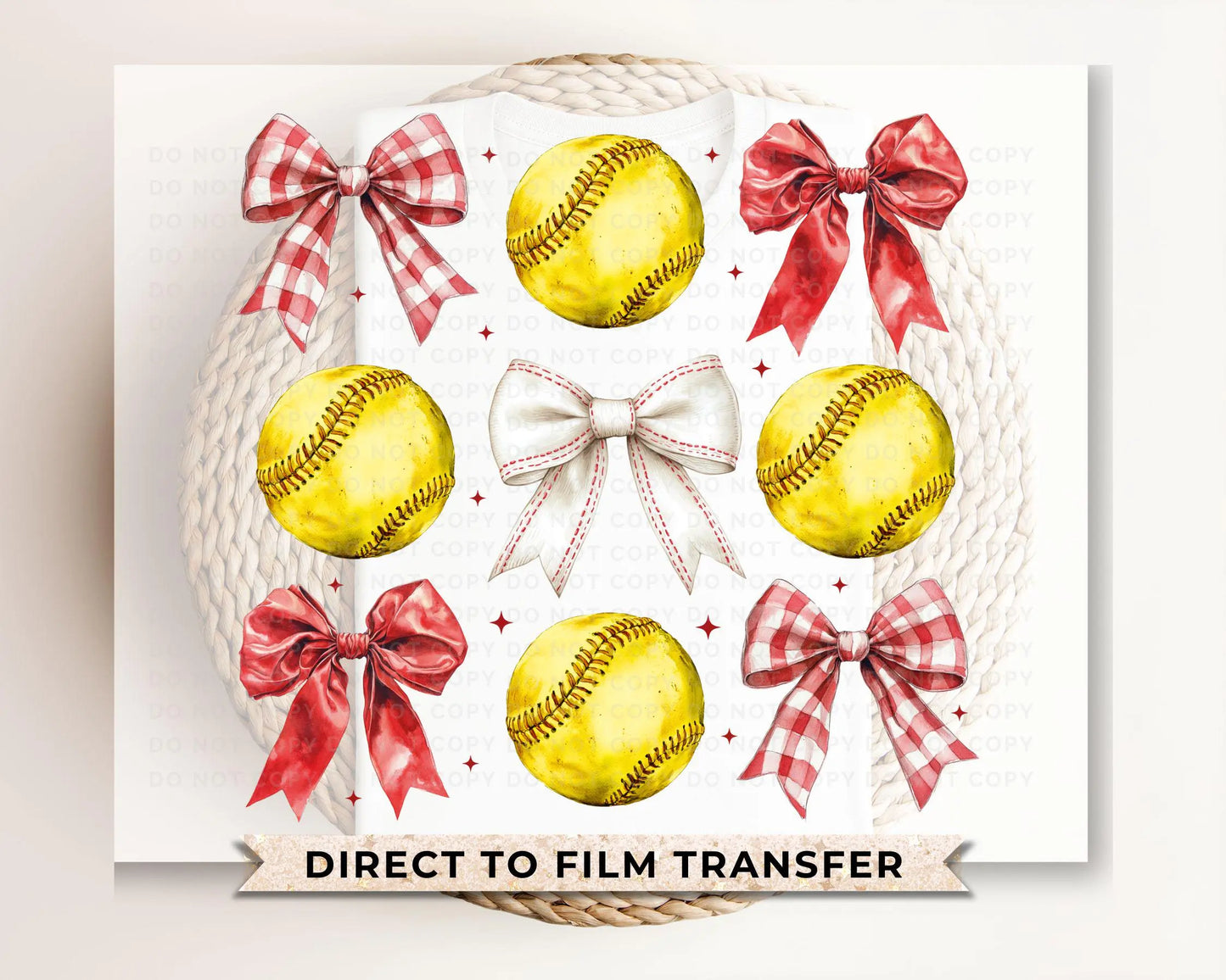 Softball DTF Transfers, Ready to Press, T-shirt Transfers, Heat Transfer, Direct to Film, Sports Mom, Softballs and Bows, Coquette, Trendy