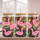 UV DTF 16oz Libbey Cup Wrap Sticker, Ready To Apply, Direct to Film, Wrap, Summer, Glass Can, Permanent, Summer, Cute, Pink Flamingo Float
