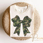 Camo Coquette Bow DTF Transfer, Ready to Press, T-shirt Transfer, Heat Transfer, Direct to Film, Mama Camo, Trendy, Aesthetic Camouflage Bow