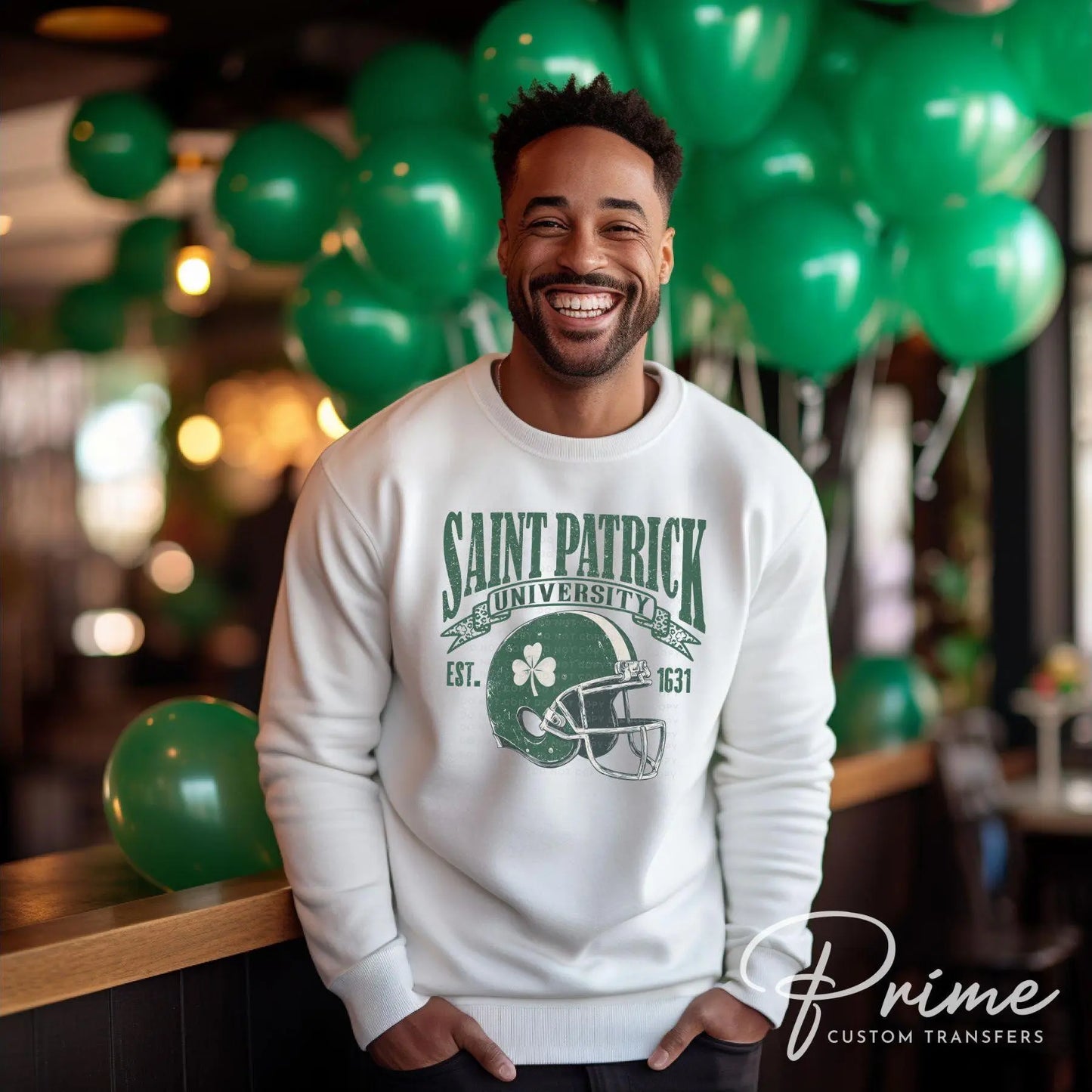 St. Patrick's Day DTF Transfer, Ready to Press, T-shirt Transfer, Heat Transfer, Direct to Film, Football Shamrock, Saint Patrick University