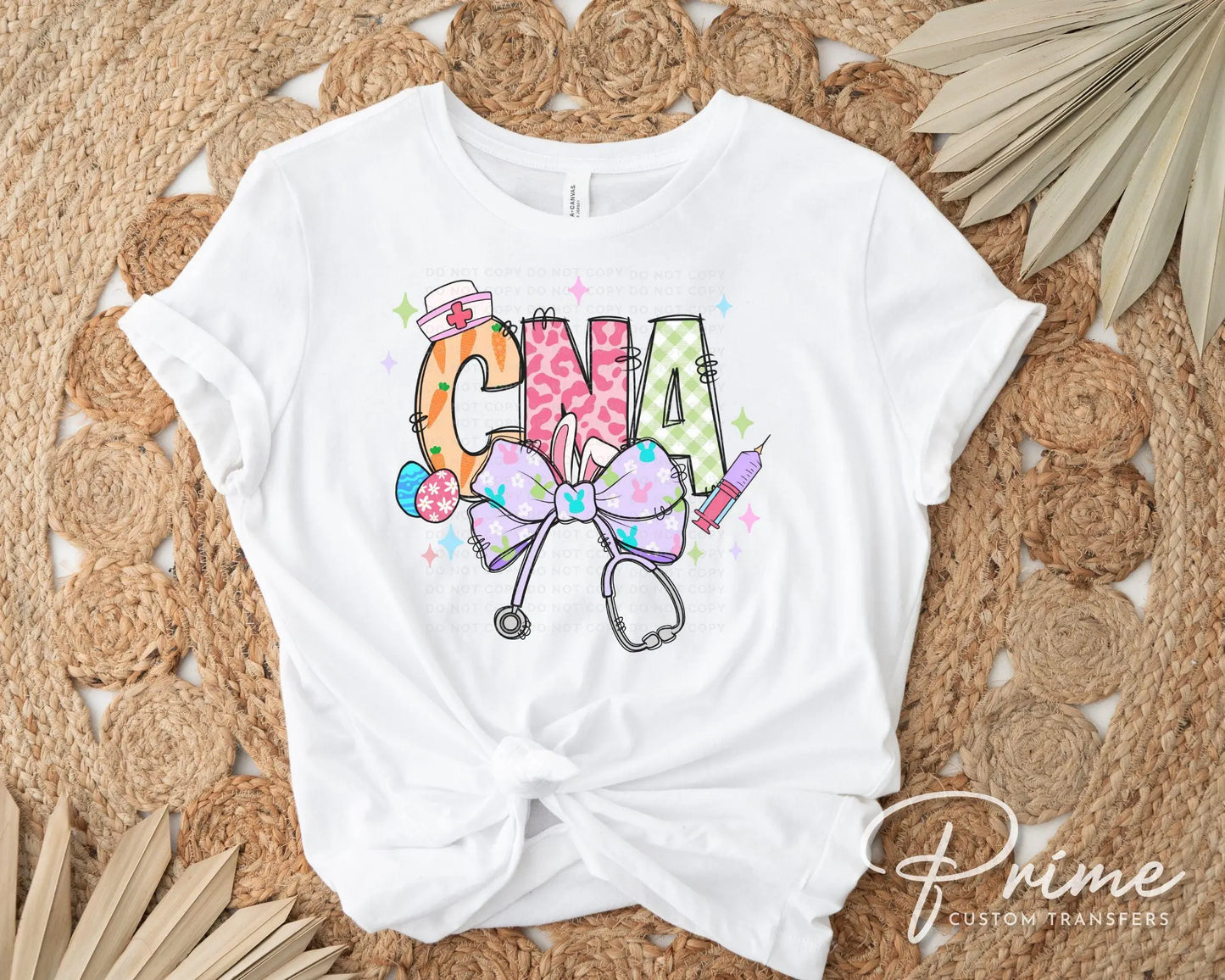 Easter DTF Transfer, Ready to Press, T-shirt Transfer, Heat Transfer, Direct to Film, Holiday, Pink, Nurse Gift, Coquette CNA Nurse Easter