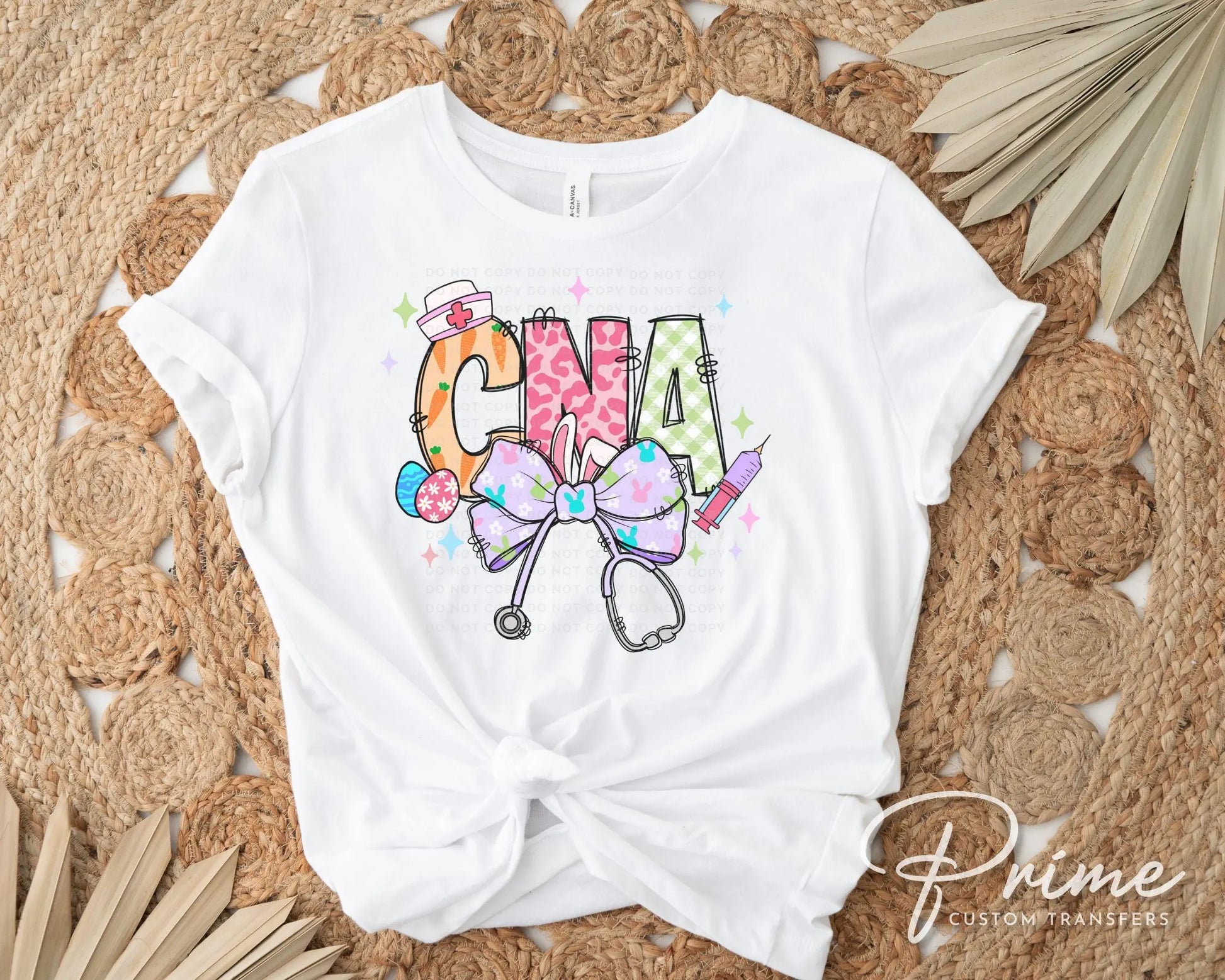 Easter DTF Transfer, Ready to Press, T-shirt Transfer, Heat Transfer, Direct to Film, Holiday, Pink, Nurse Gift, Coquette CNA Nurse Easter