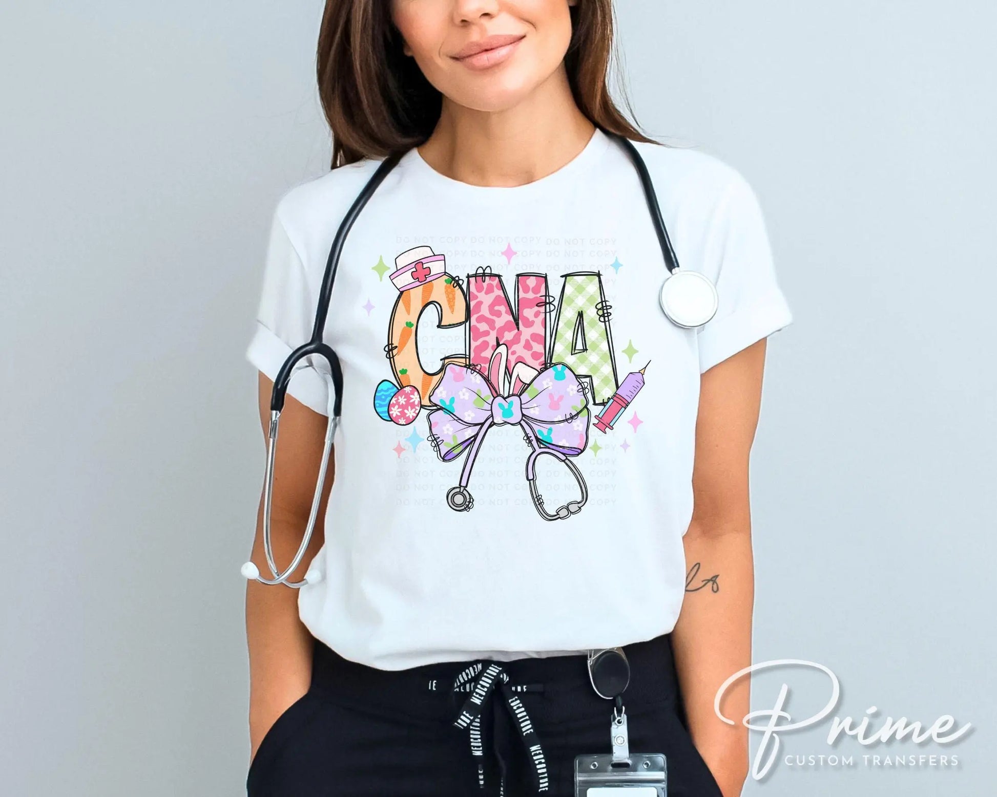 Easter DTF Transfer, Ready to Press, T-shirt Transfer, Heat Transfer, Direct to Film, Holiday, Pink, Nurse Gift, Coquette CNA Nurse Easter
