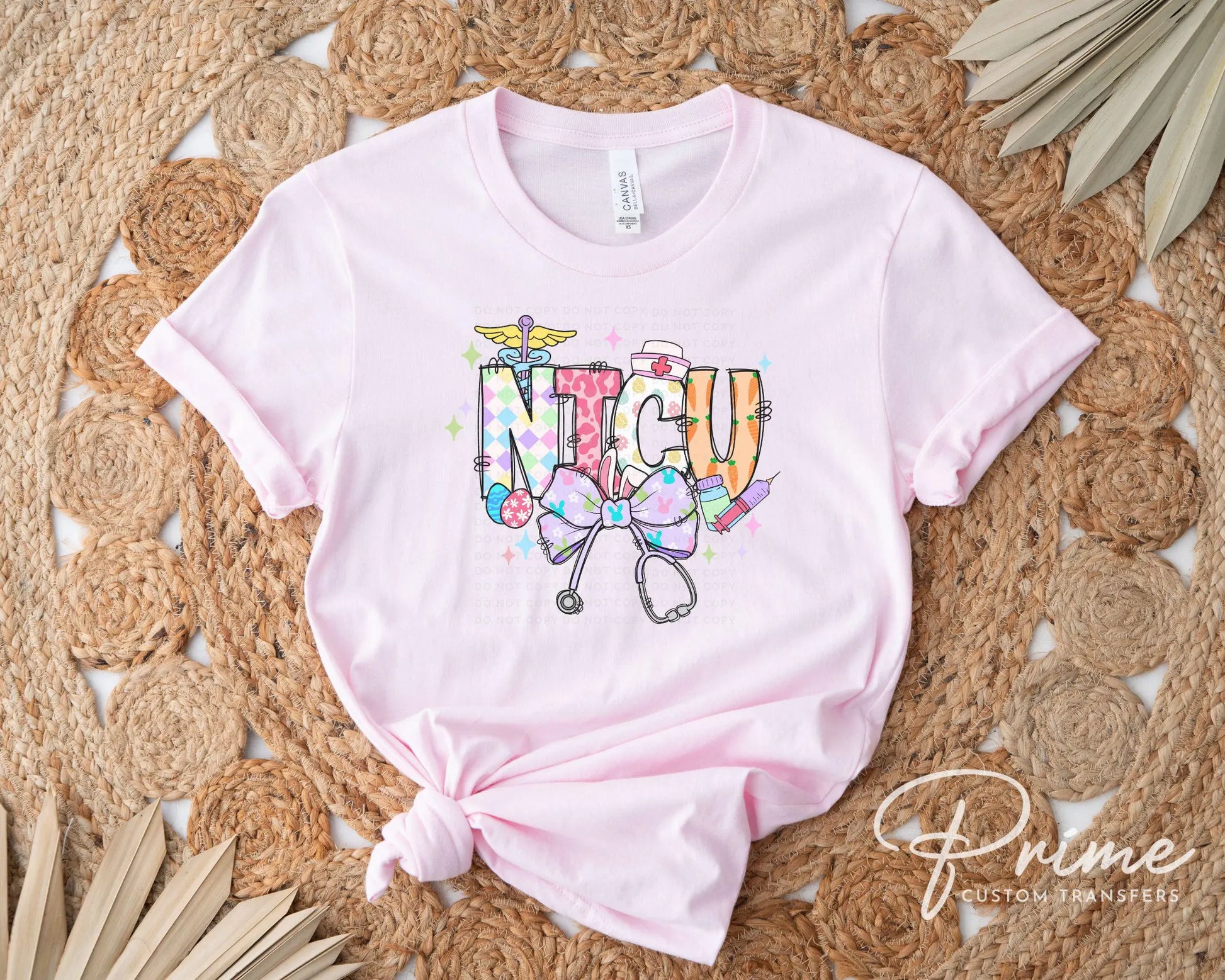 Easter DTF Transfer, Ready to Press, T-shirt Transfer, Heat Transfer, Direct to Film, Holiday, Pink, CNA, Gift, Easter Coquette NICU Nurse
