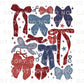 4th of July DTF Transfers, Ready to Press, T-shirt Transfers, Heat Transfer, Direct to Film, USA, Ribbon, Coquette, Red White, Blue Bows