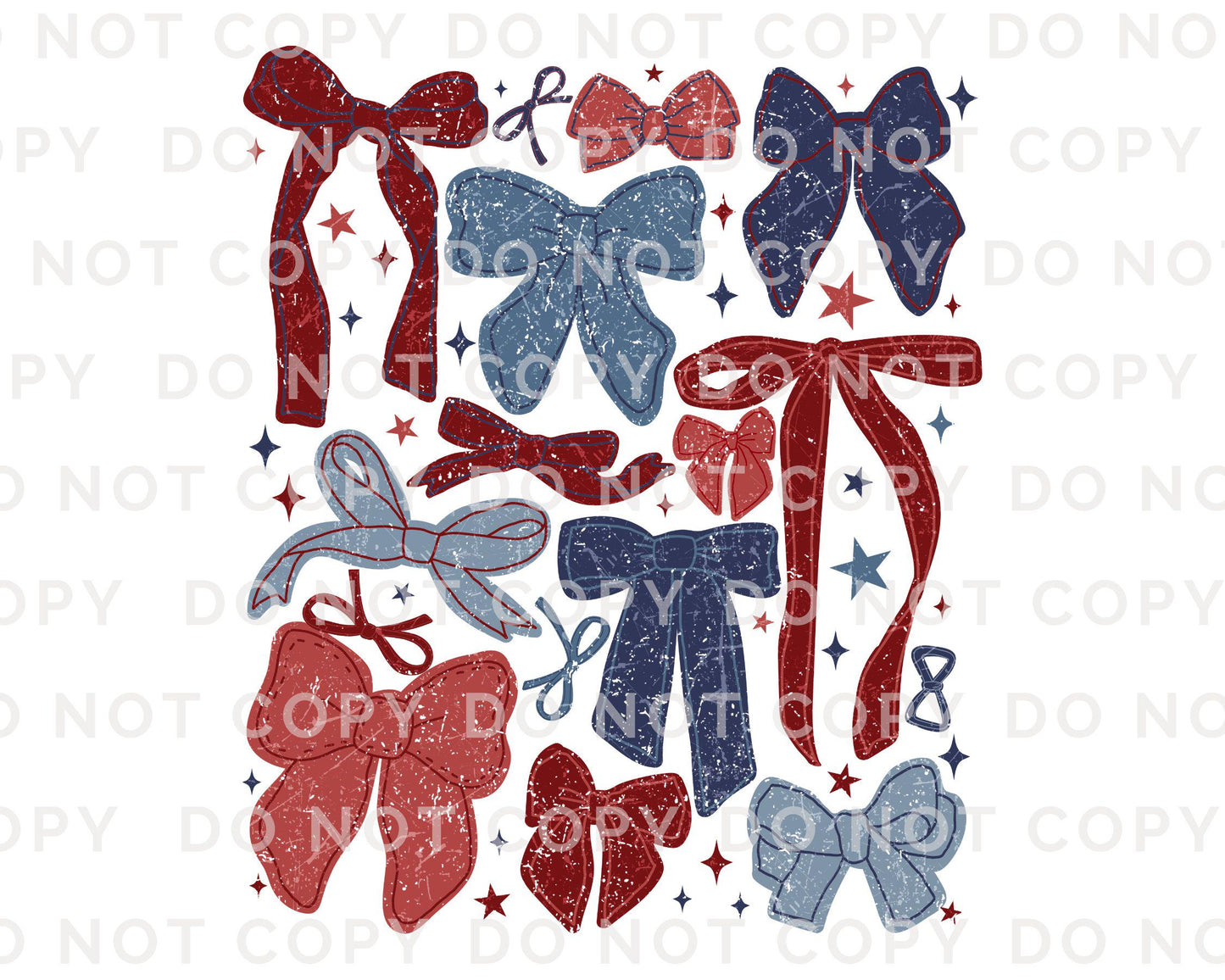 4th of July DTF Transfers, Ready to Press, T-shirt Transfers, Heat Transfer, Direct to Film, USA, Ribbon, Coquette, Red White, Blue Bows