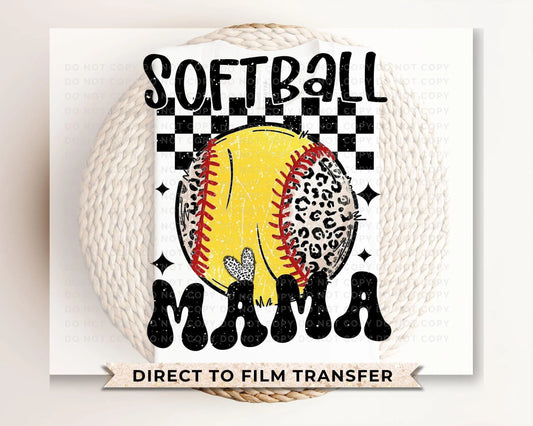 Softball DTF Transfers, Ready to Press, T-shirt Transfers, Heat Transfer, Direct to Film, Sports Mom Apparel, Trendy Checkered Softball Mama