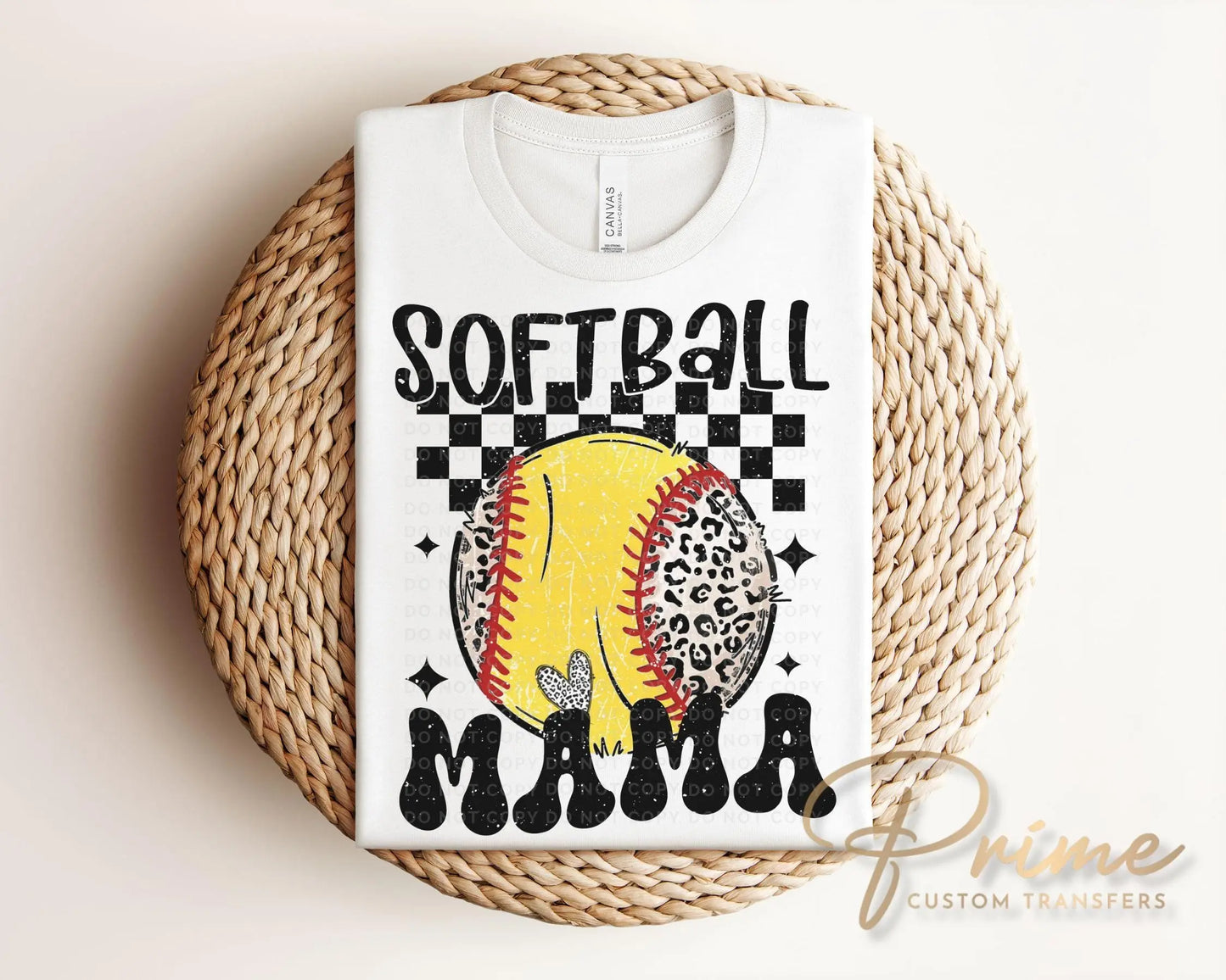 Softball DTF Transfers, Ready to Press, T-shirt Transfers, Heat Transfer, Direct to Film, Sports Mom Apparel, Trendy Checkered Softball Mama