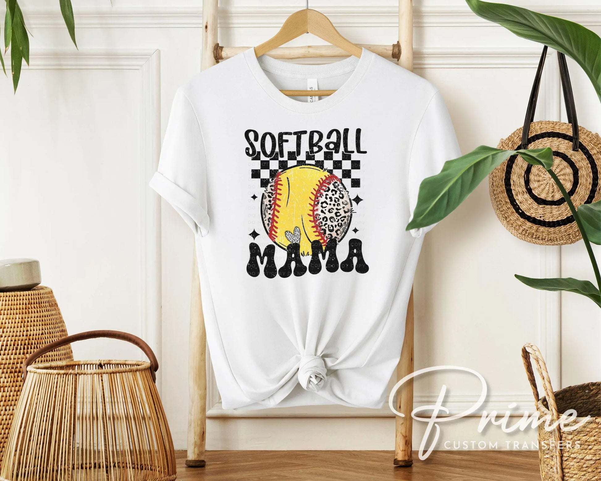 Softball DTF Transfers, Ready to Press, T-shirt Transfers, Heat Transfer, Direct to Film, Sports Mom Apparel, Trendy Checkered Softball Mama