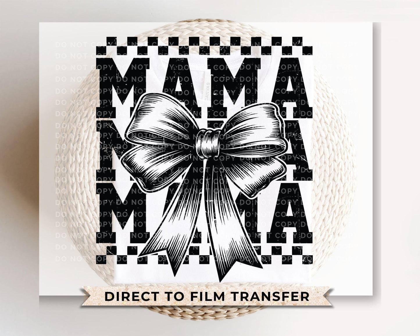 Mother's Day DTF Transfer, Ready to Press, T-shirt Transfer, Heat Transfer, Direct to Film, Stacked Retro Style Mama Coquette Bow