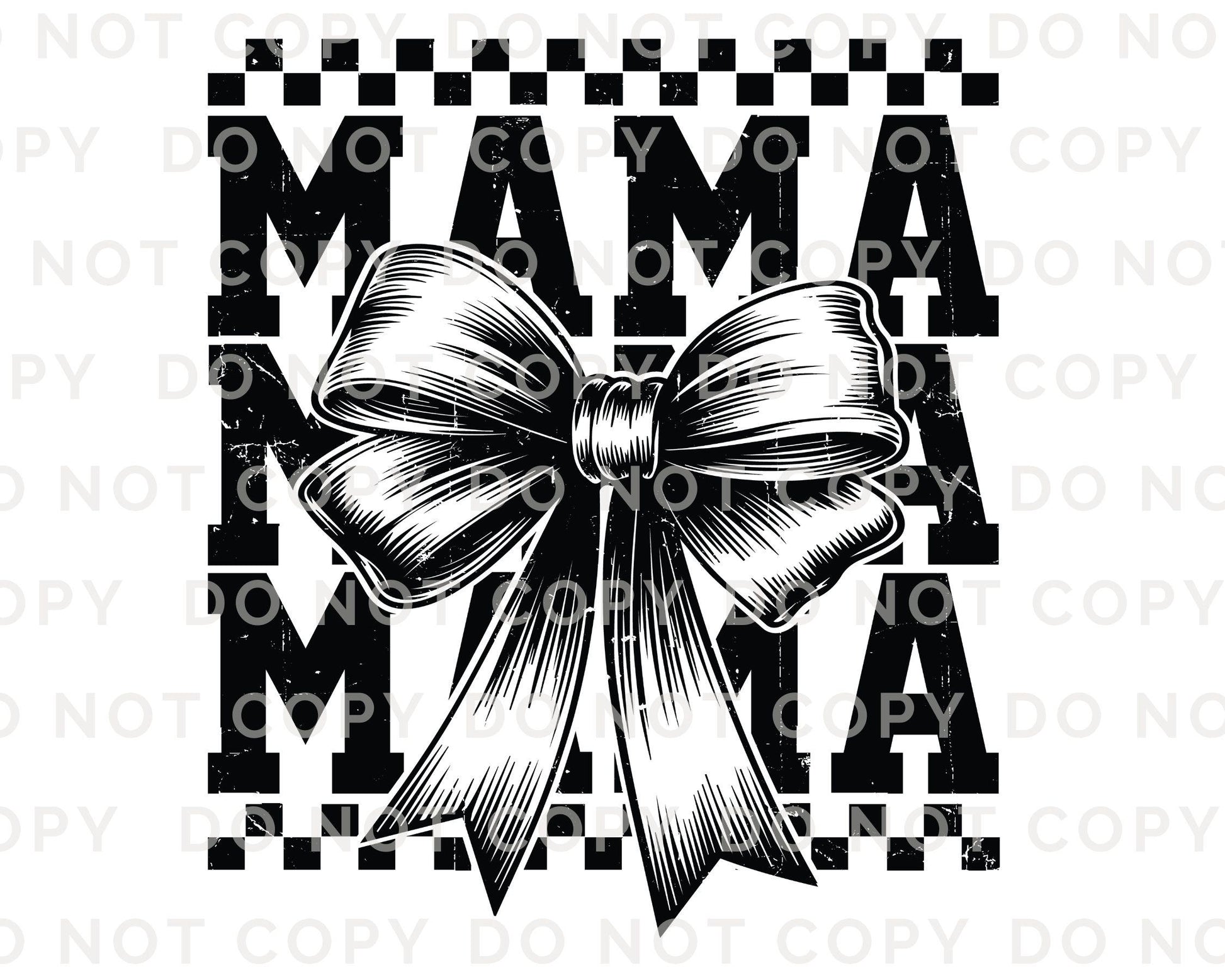 Mother's Day DTF Transfer, Ready to Press, T-shirt Transfer, Heat Transfer, Direct to Film, Stacked Retro Style Mama Coquette Bow