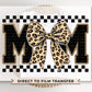 Mother's Day DTF Transfer, Ready to Press, T-shirt Transfer, Heat Transfer, Direct to Film, Animal Print, Leopard Print Mom Coquette Bow