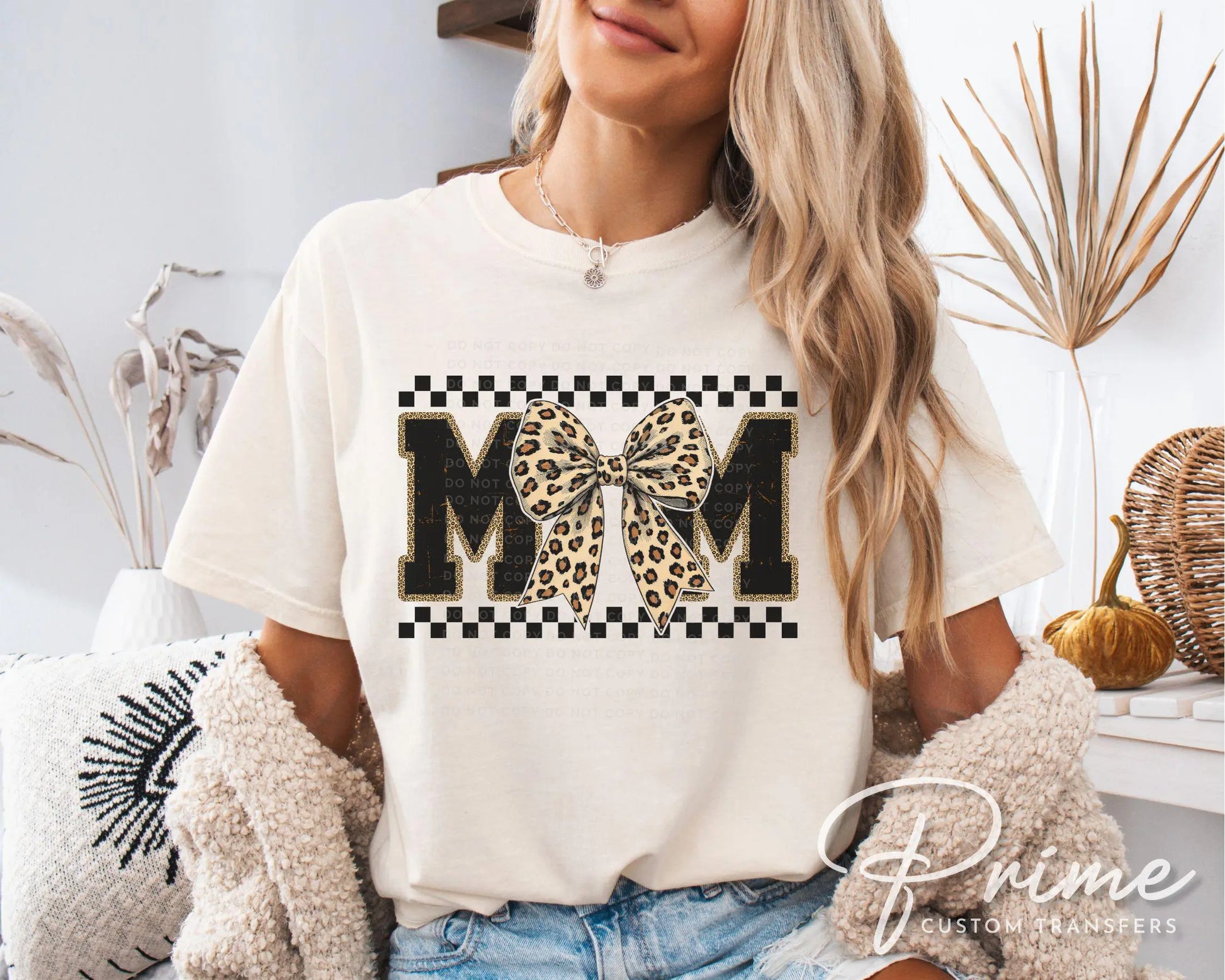 Mother's Day DTF Transfer, Ready to Press, T-shirt Transfer, Heat Transfer, Direct to Film, Animal Print, Leopard Print Mom Coquette Bow