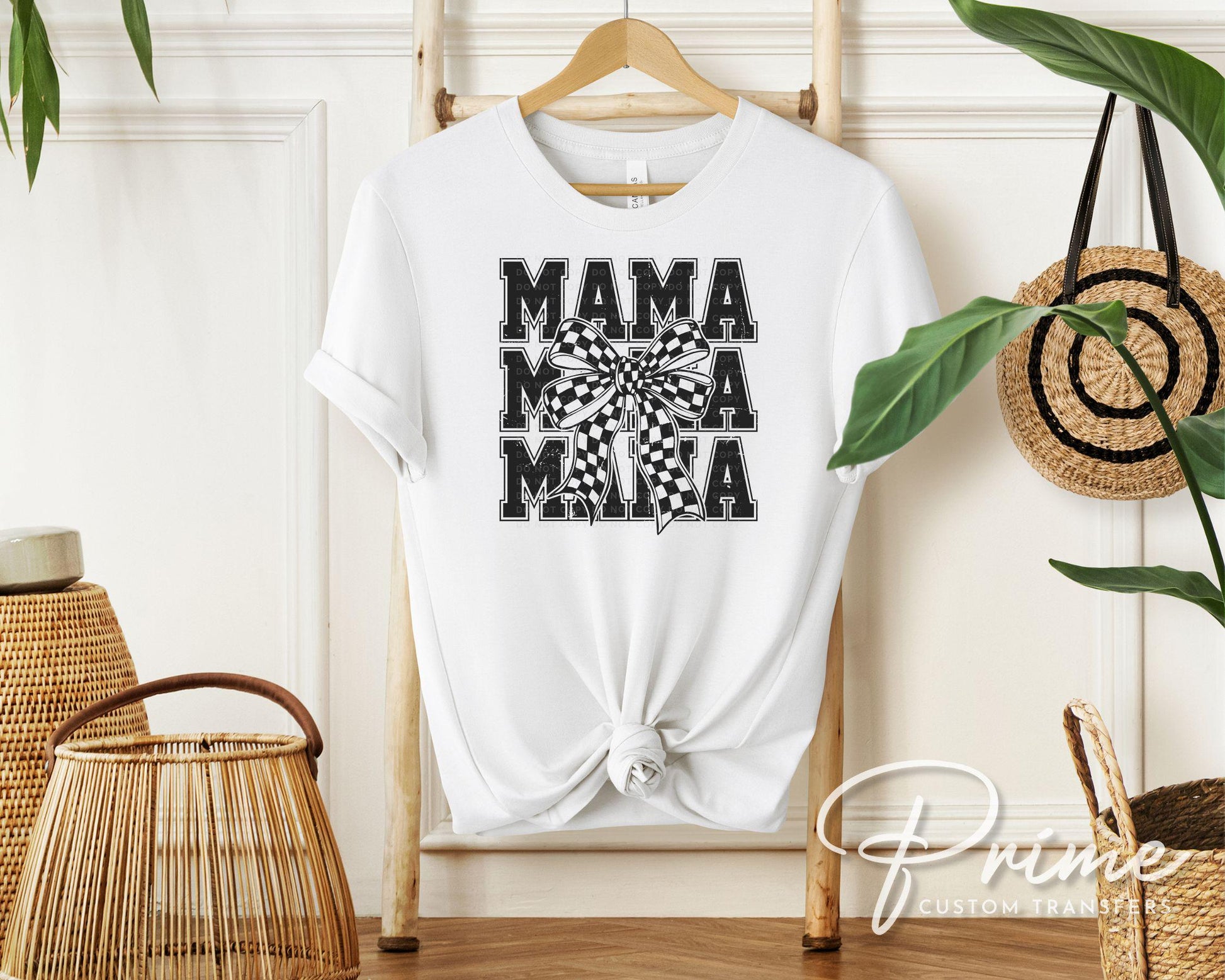 Mother's Day DTF Transfer, Ready to Press, T-shirt Transfer, Heat Transfer, Direct to Film, Gift for Mom, Mama Coquette Checkered Bow